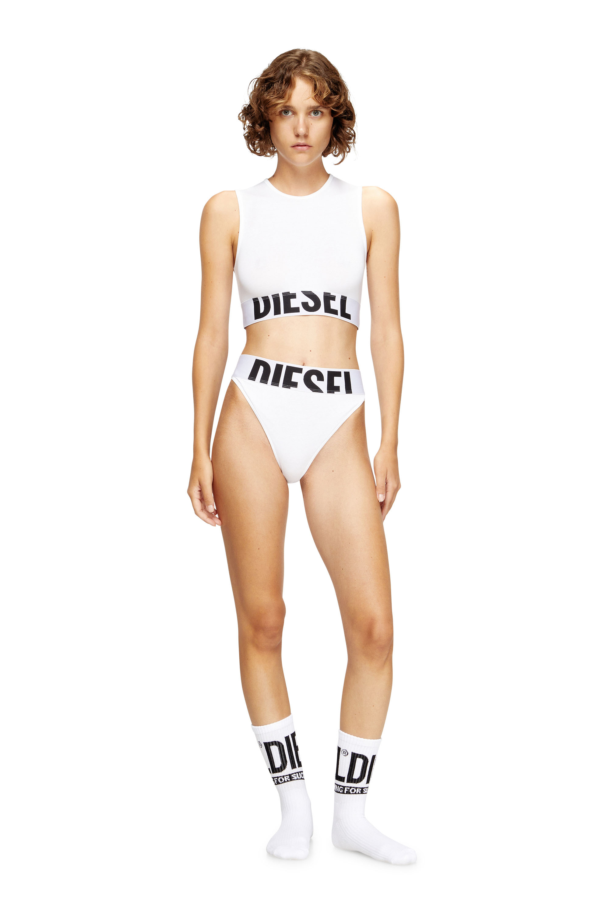 Diesel - ADA-D-POP, Camiseta con tirantes recortada con logotipo recortado Mujer in Blanco - 2