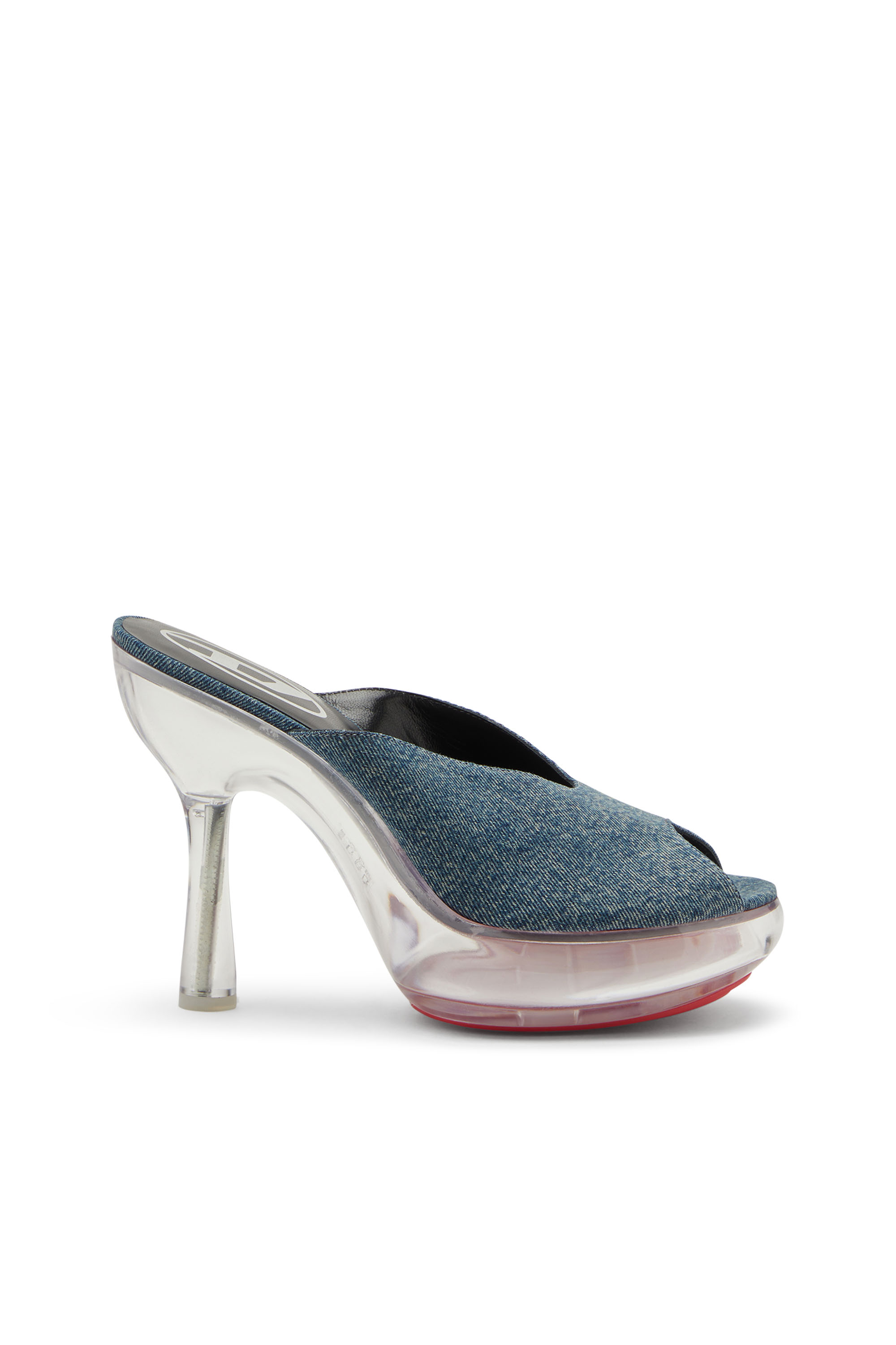 Diesel - D-LAKE PLATFORM SDL, D-Lake-Mules con plataforma en denim y plexiglás Mujer in Azul marino - 1
