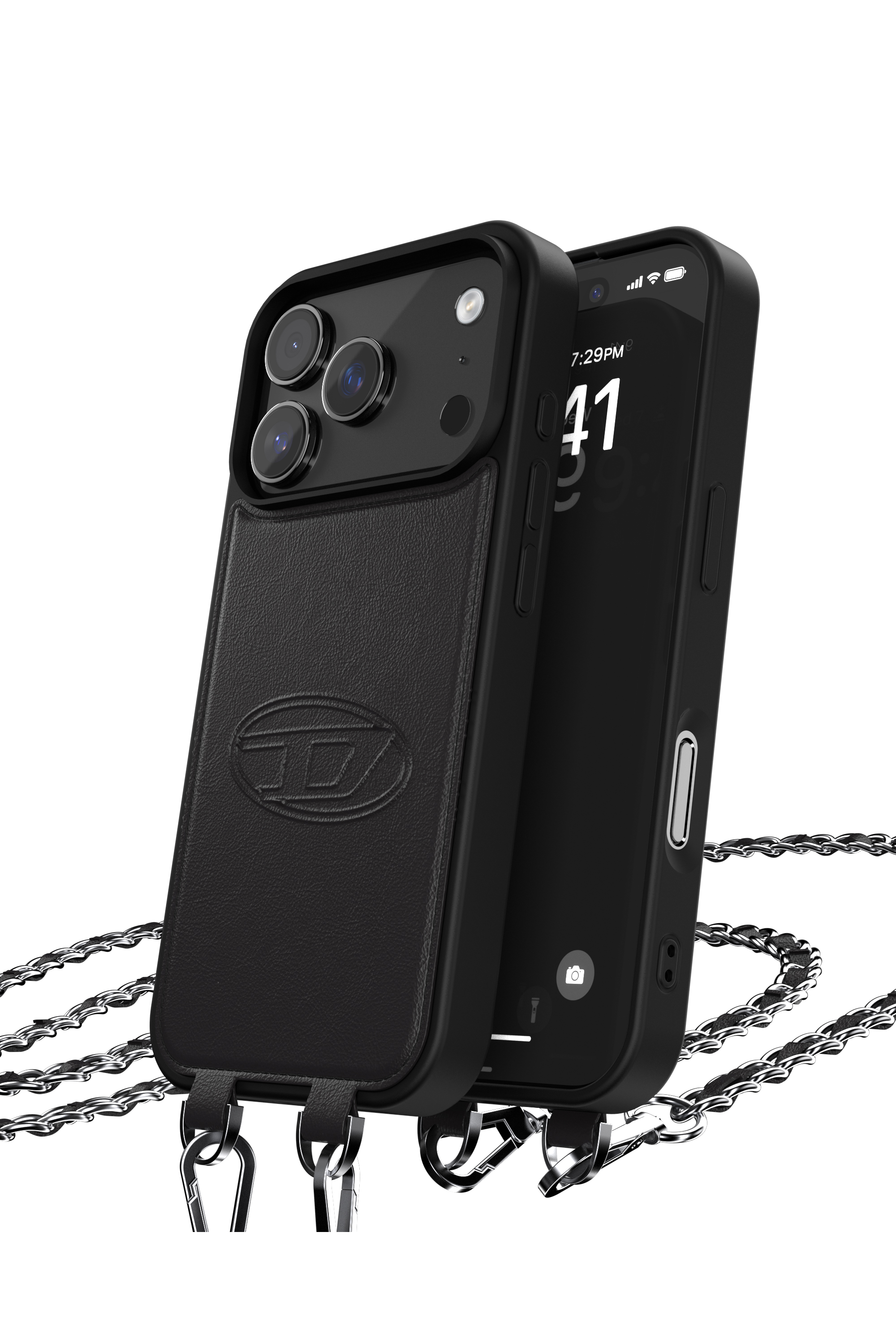 Diesel - 60662 MOULDED CASE, Funda Oval D con correa de mu&ntilde;eca y MagSafe para iPhone 17 Pro Unisex in Negro - 3