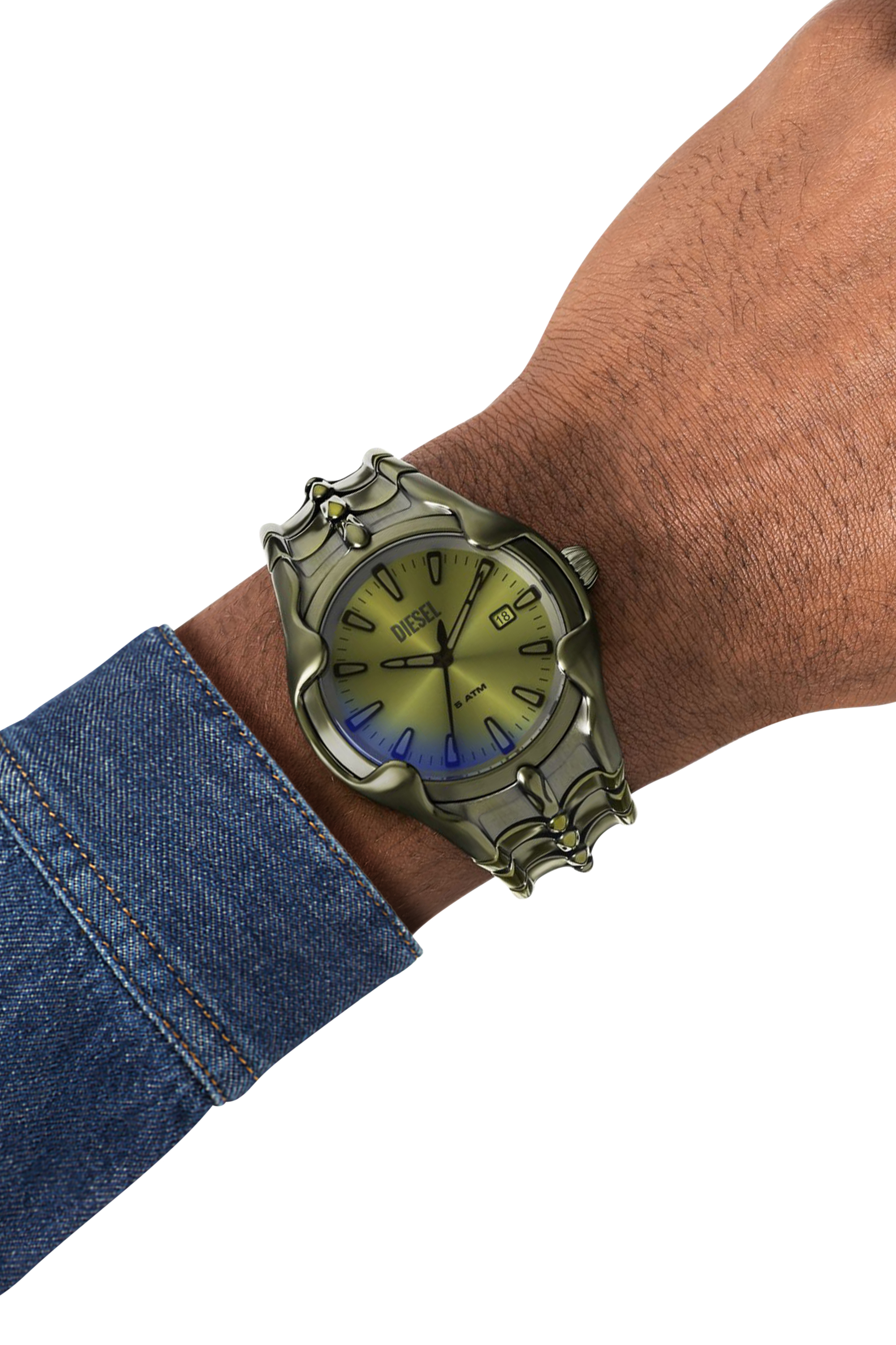 Diesel - DZ2221 WATCH, Reloj Vert de acero inoxidable verde con movimiento de fecha de tres agujas Hombre in Verde - 4