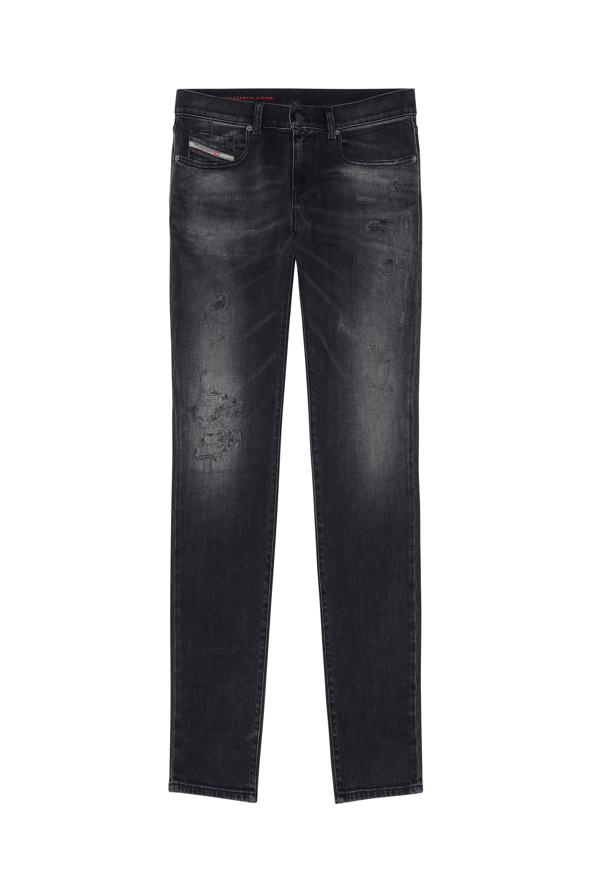 Diesel - 2019 D-STRUKT 09E05 Slim Jeans, Negro/Gris oscuro - Image 6