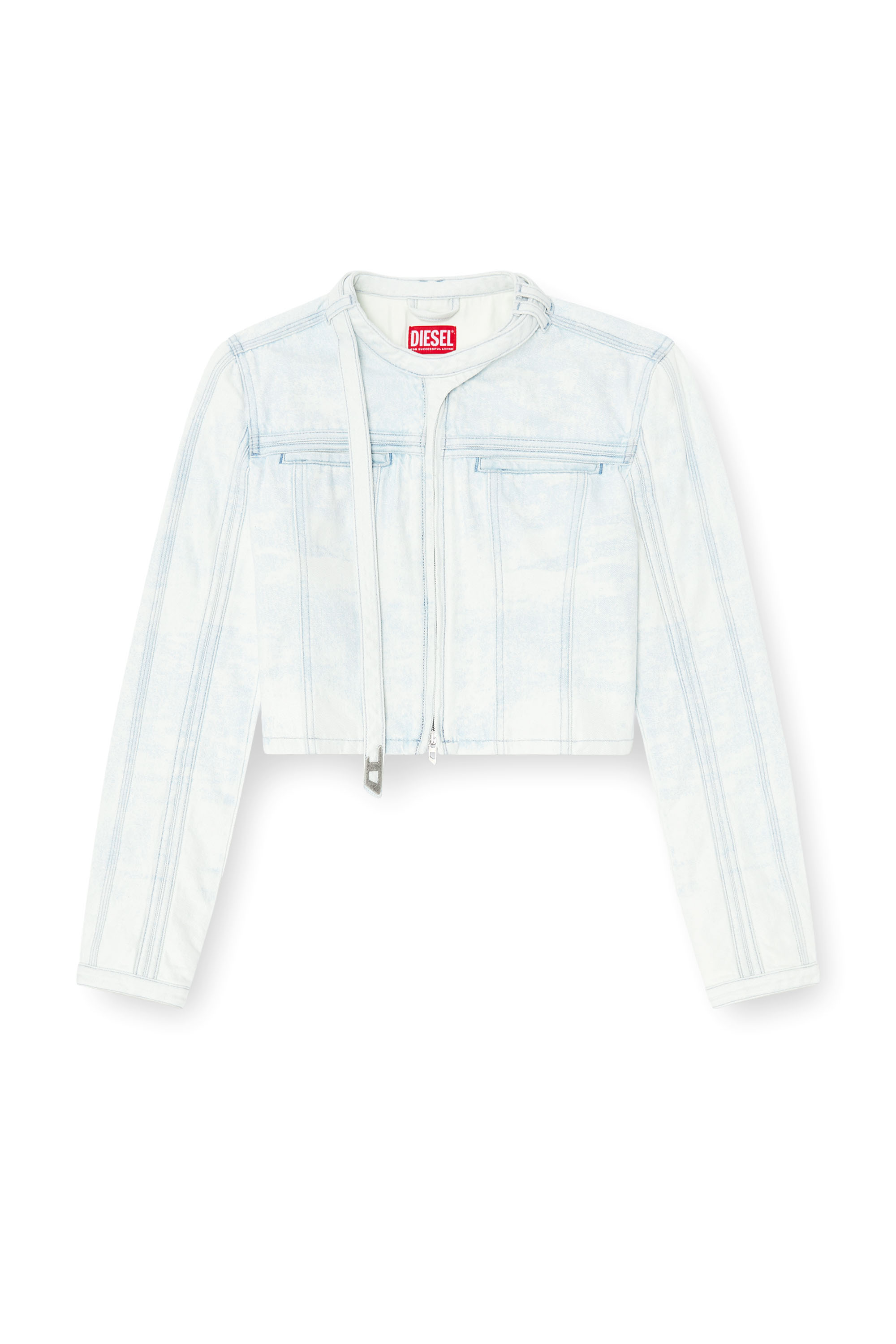 Diesel - DE-SAPHIX-FSI, Chaqueta corta de denim satinado azul hielo Mujer in Azul marino - 3