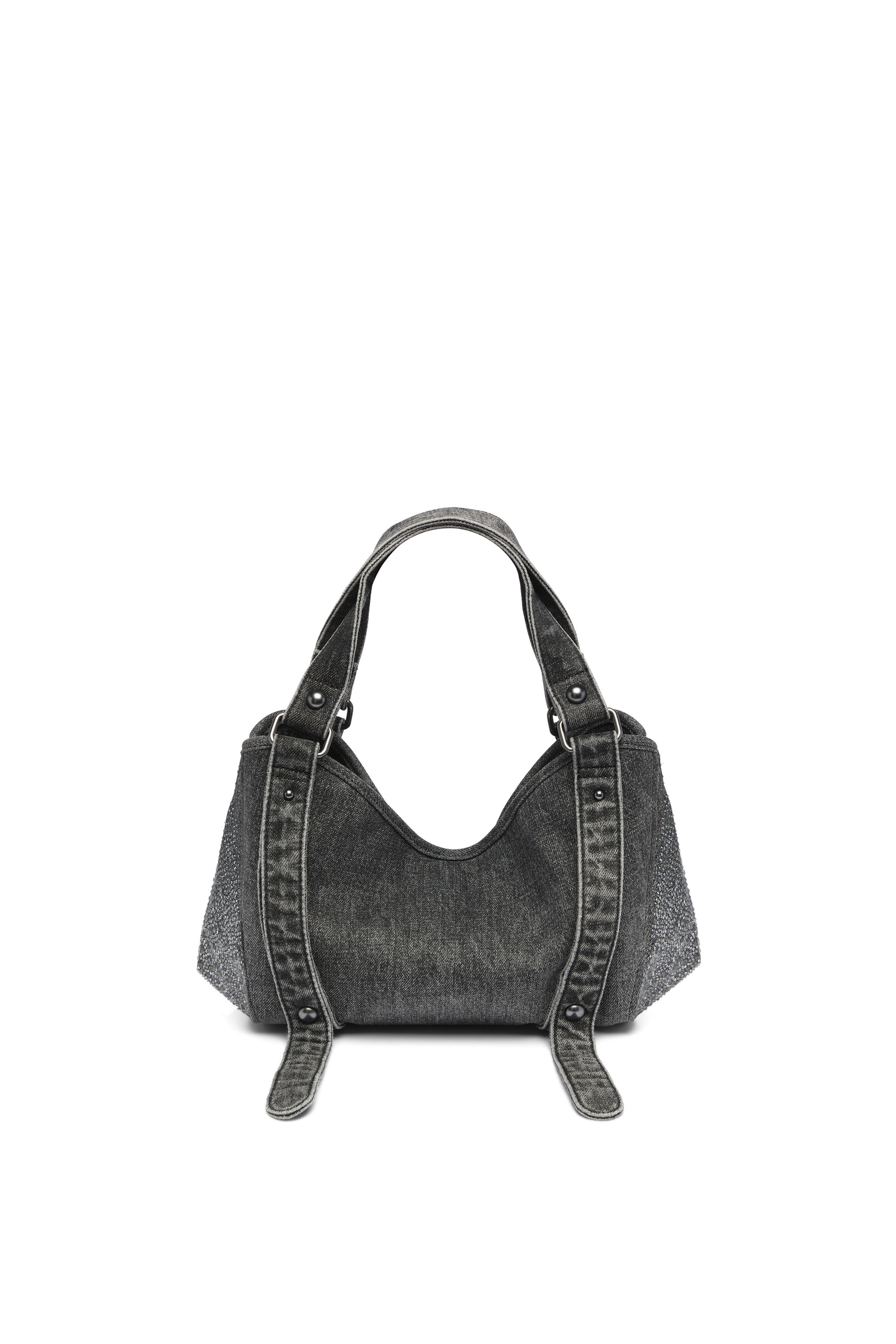 Diesel - D-ONE TOPHANDLE S, D-One-Bolso small con asa superior de denim solarizado con cristales Mujer in Negro - 2