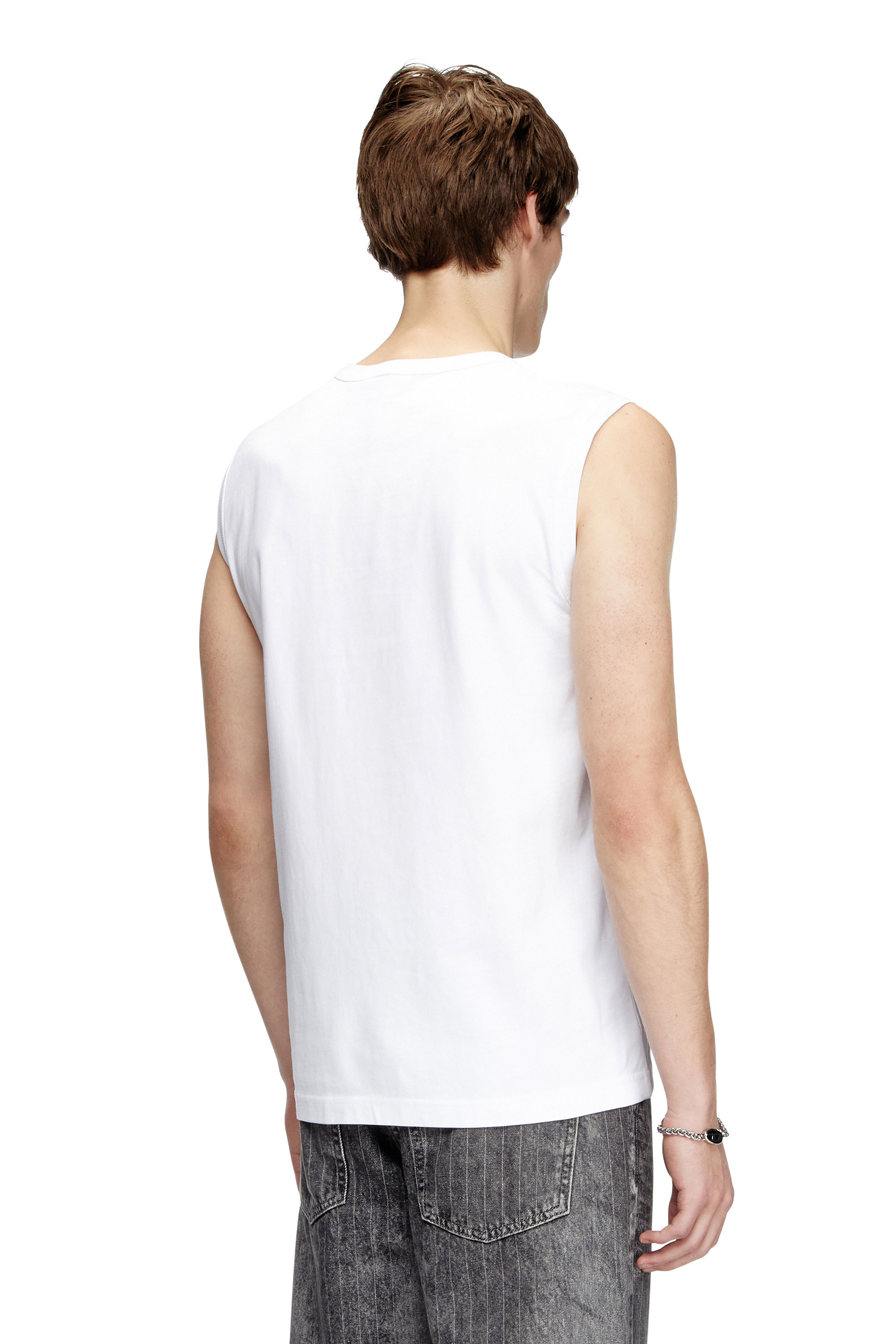 Diesel - T-BISCO-OD, Camiseta con tirantes con logotipo Oval D metálico Hombre in Blanco - 4