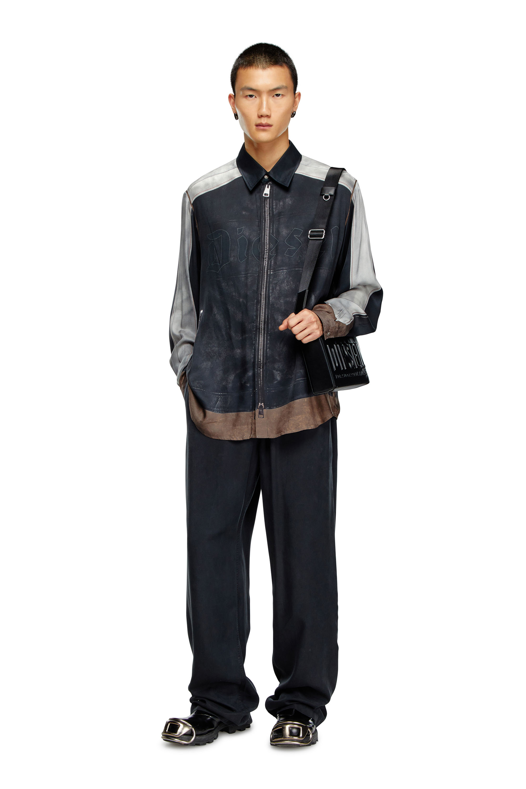 Diesel - P-DREYER-C, Pantalones con cordón de sarga desteñida Hombre in Negro - 1