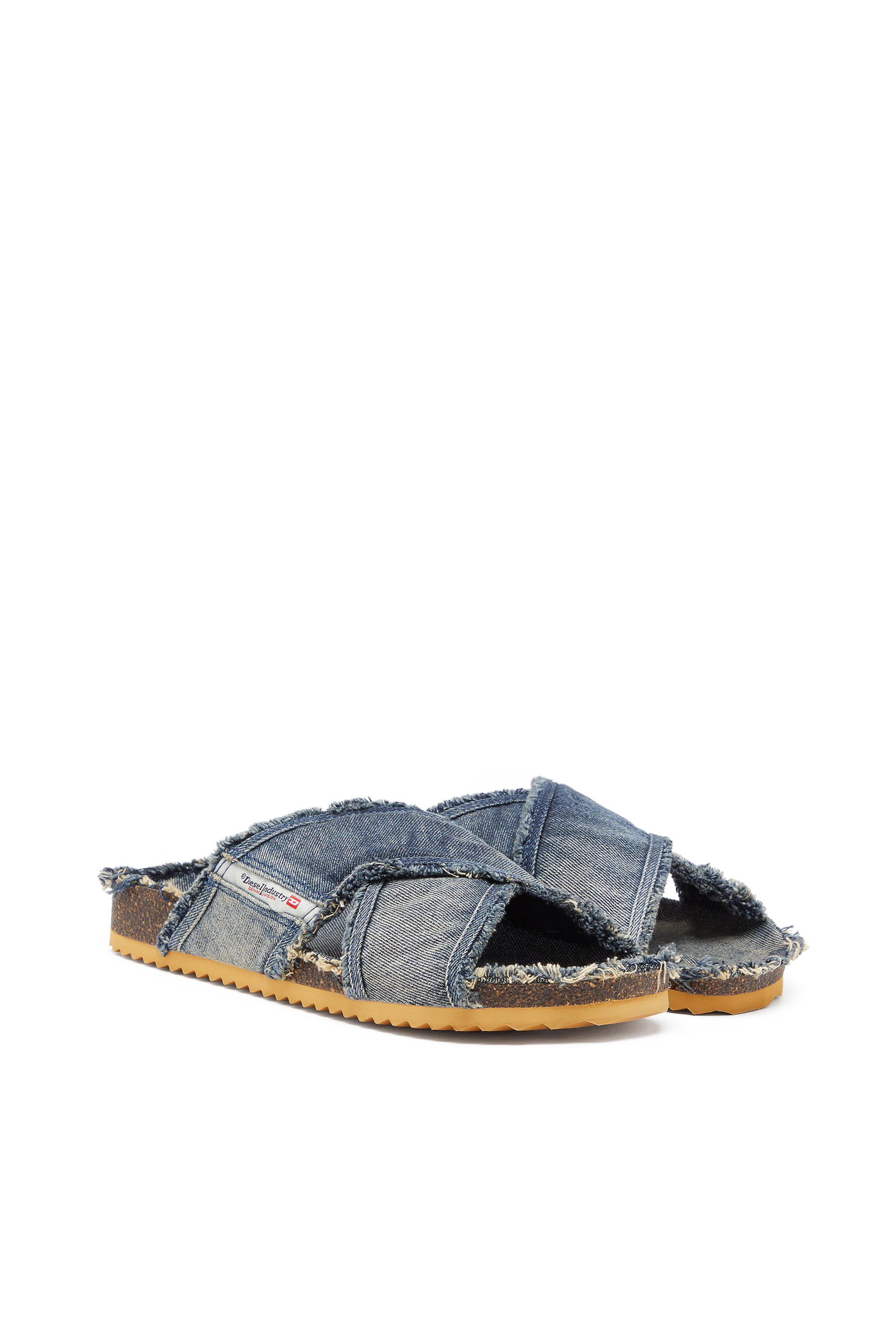 Diesel - D-WOODSTOCK CROSS, D-Woodstock-Crossover sandalias en denim deshilachado Hombre in Azul marino - 2