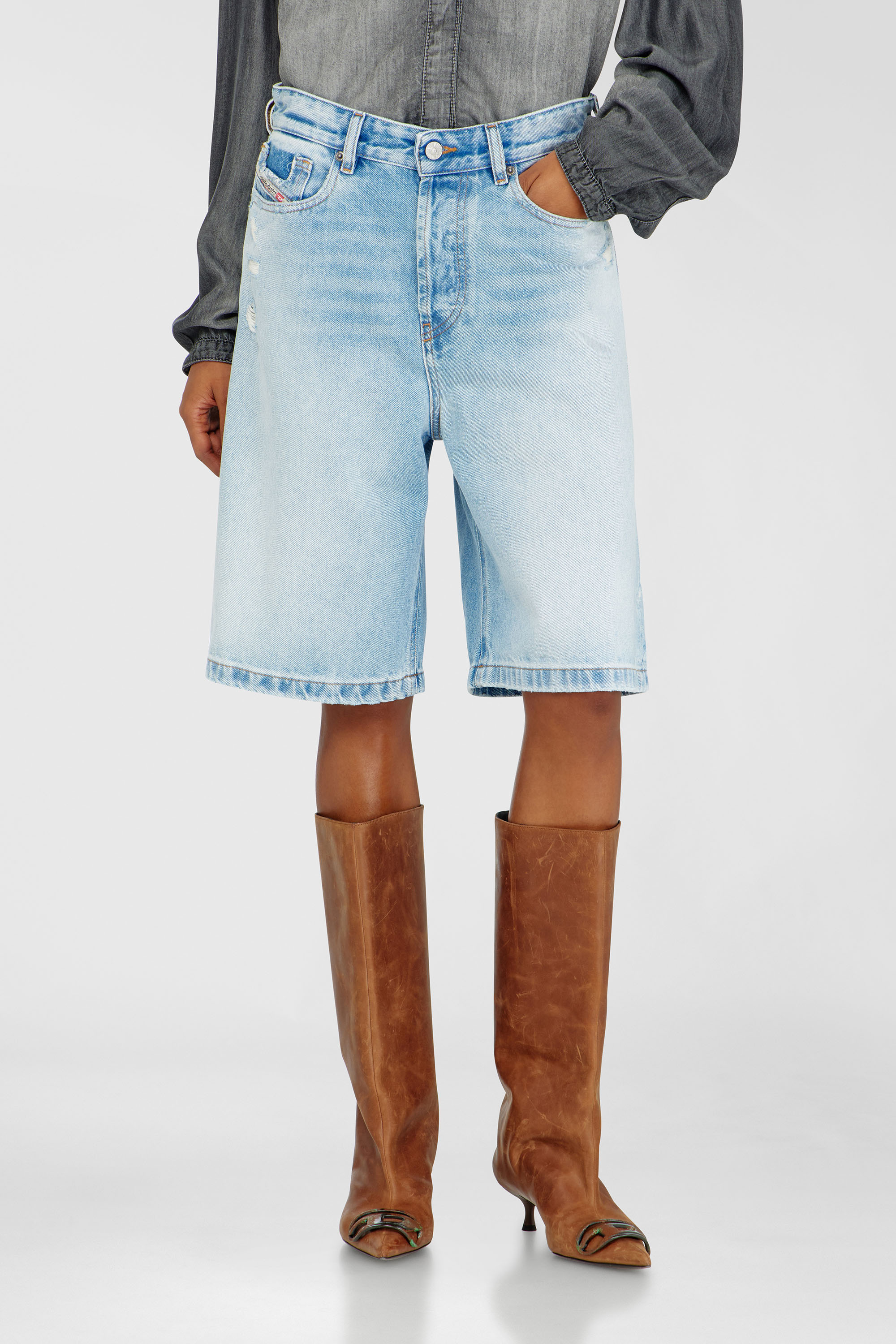 Diesel - DE-SIRE-SHORT, Pantalones cortos de denim desgastado Mujer in Azul marino - 1