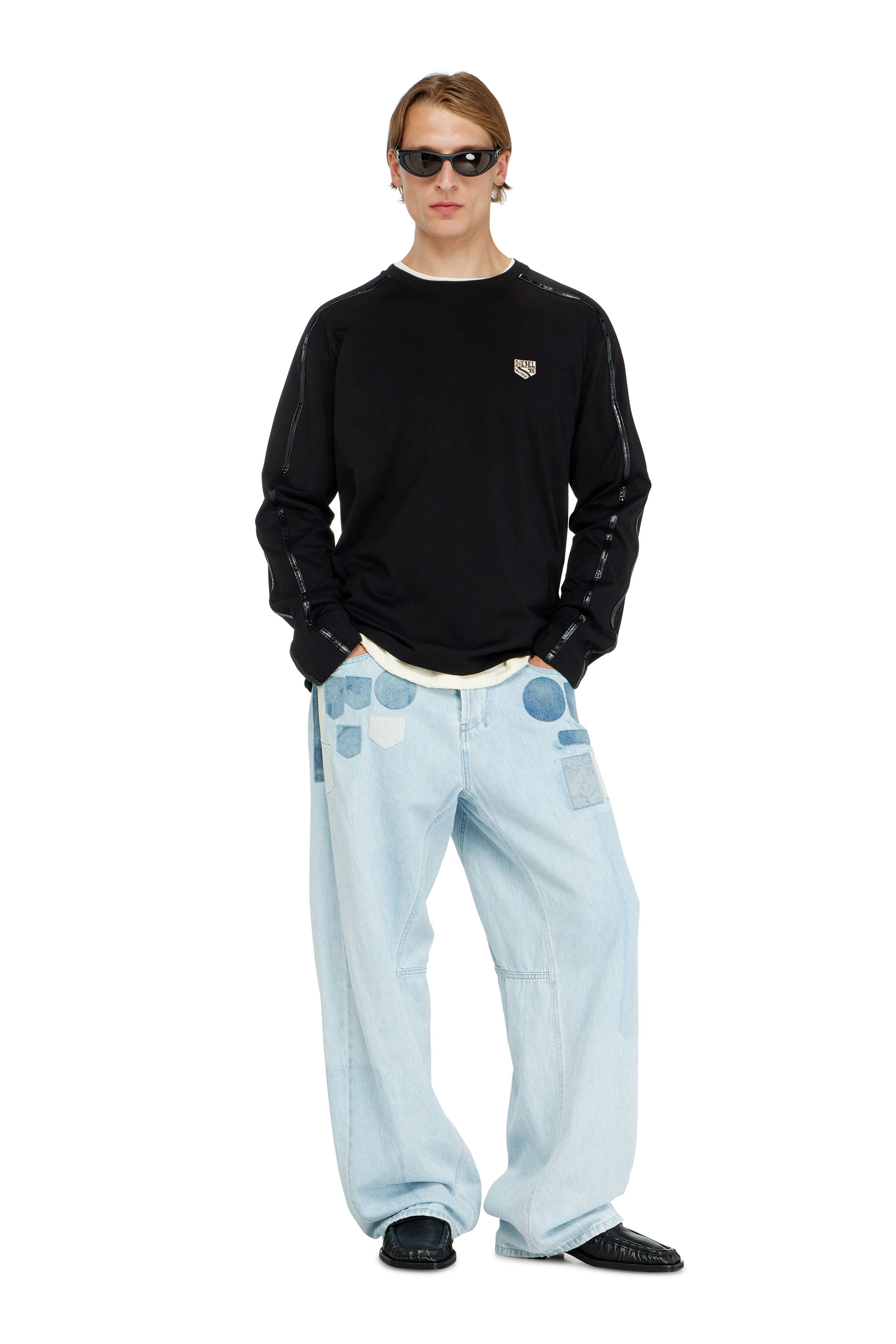 Diesel - T-NORM-LS-FL, Camiseta de manga larga con ribetes a tono Hombre in ToBeDefined - 2