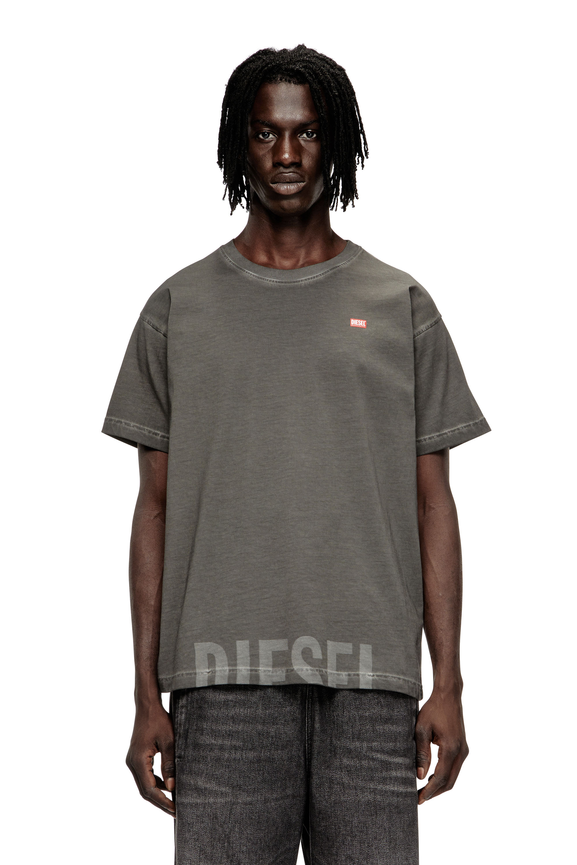 Diesel - T-NORM-T7, Camiseta de cuello redondo de algodón con estampado Hombre in Gris - 1