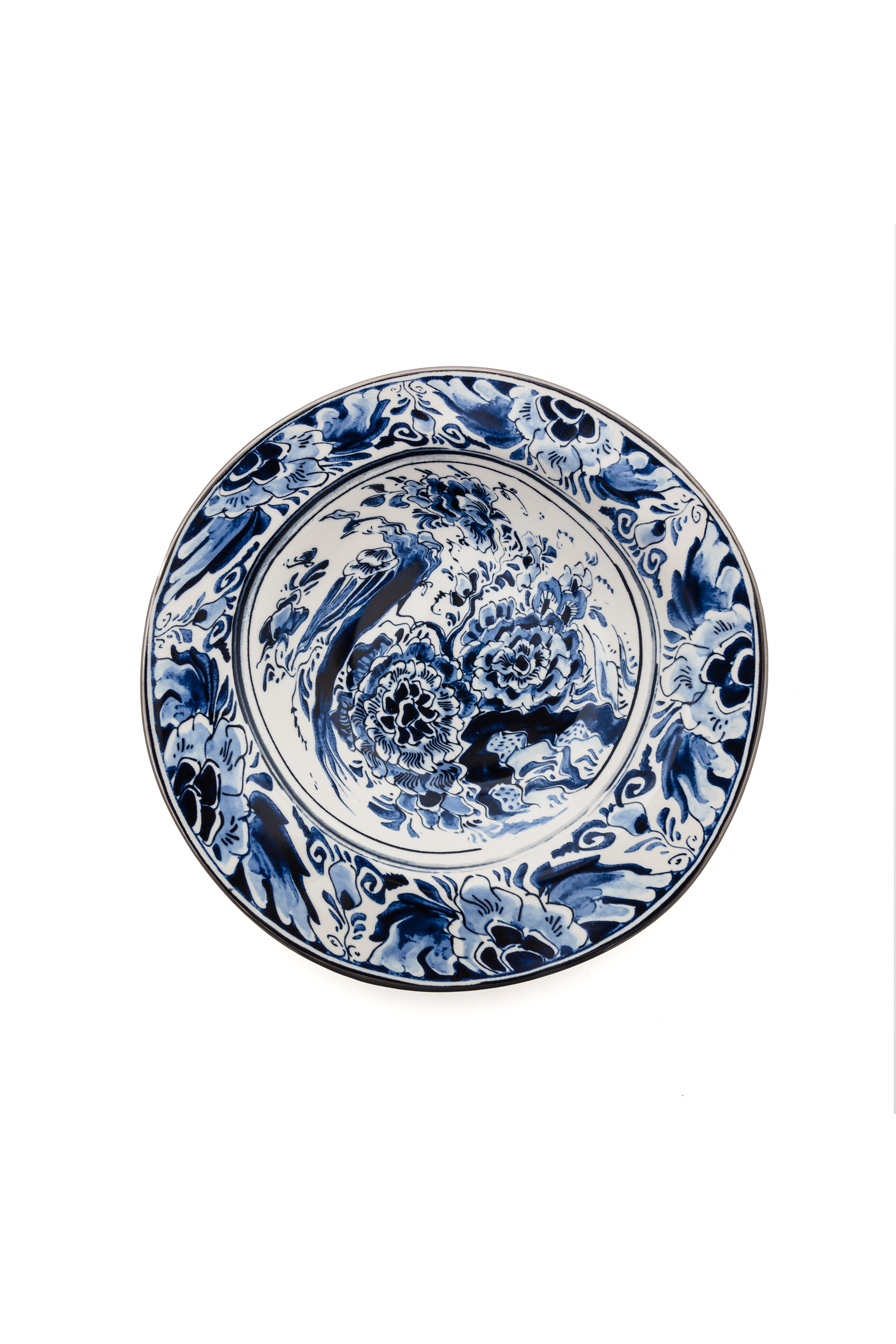 Diesel - 11222 SOUP PLATE IN PORCELAIN "CLASSIC O, Blanco/Azul marino - Image 1