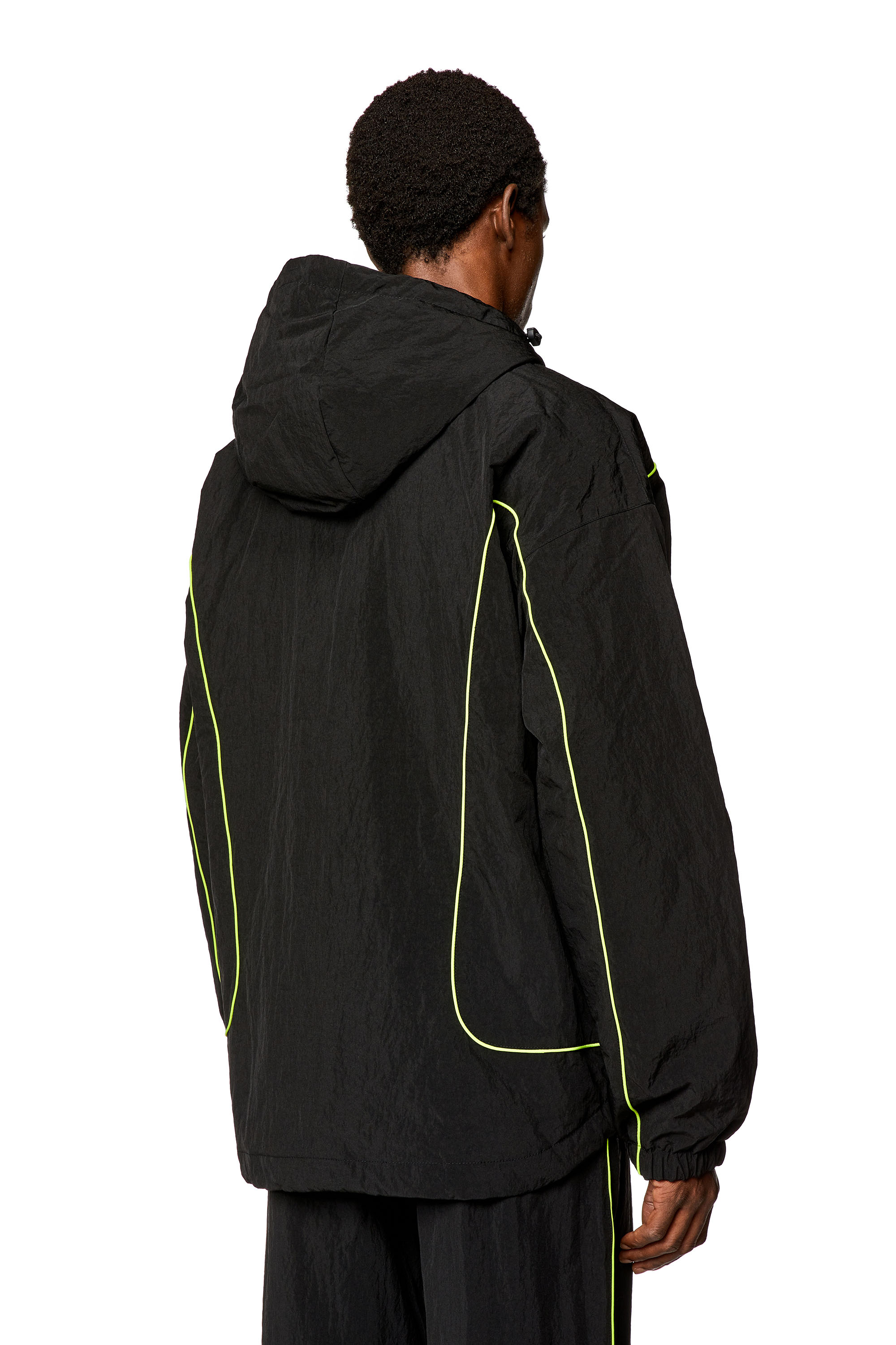 Diesel - J-GREEN, Man Padded hooded jacket in wrinkled nylon in Black - Image 4