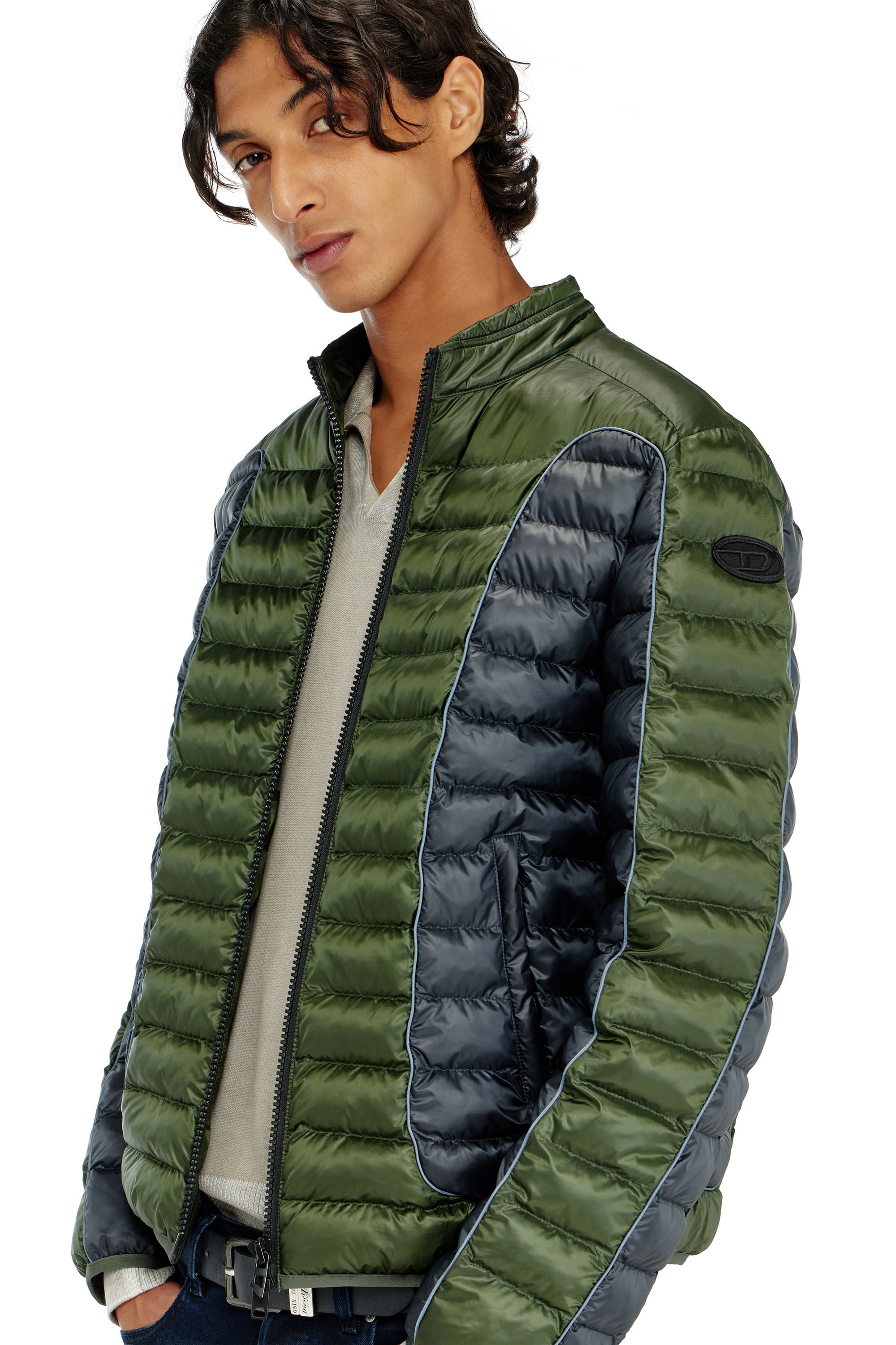 Diesel - W-PILOT-BLOCK, Chaqueta acolchada estilo biker con dise&ntilde;o a bloques de color Hombre in Multicolor - 5