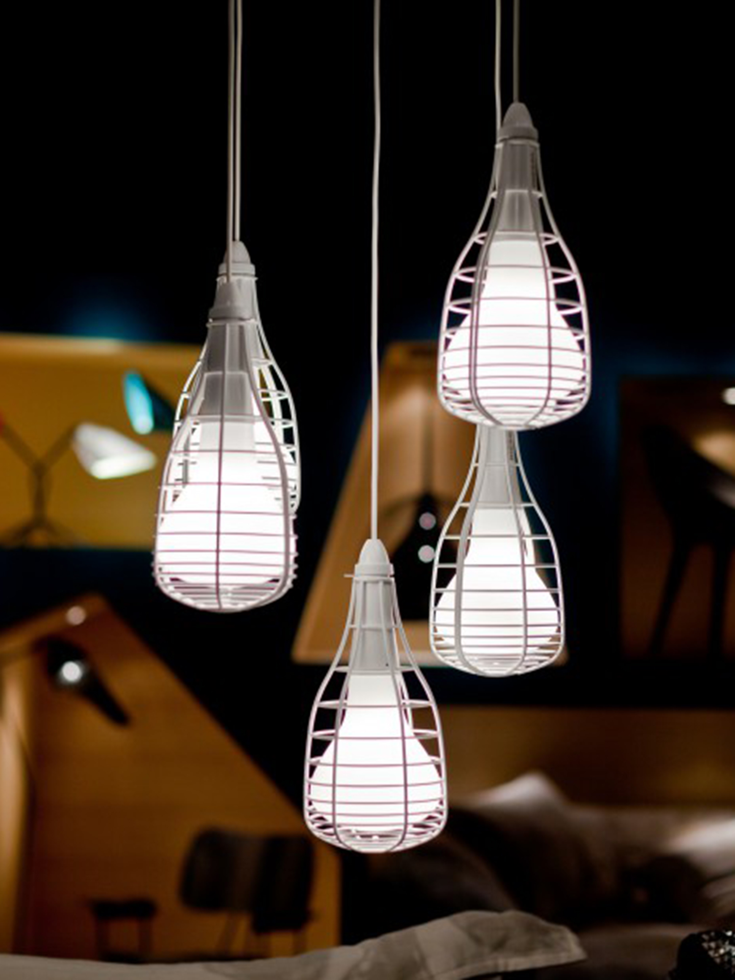 Diesel - CAGE SOSPENSIONE MIC, L&aacute;mpara blanca con jaula decorativa Unisex in Blanco - 3