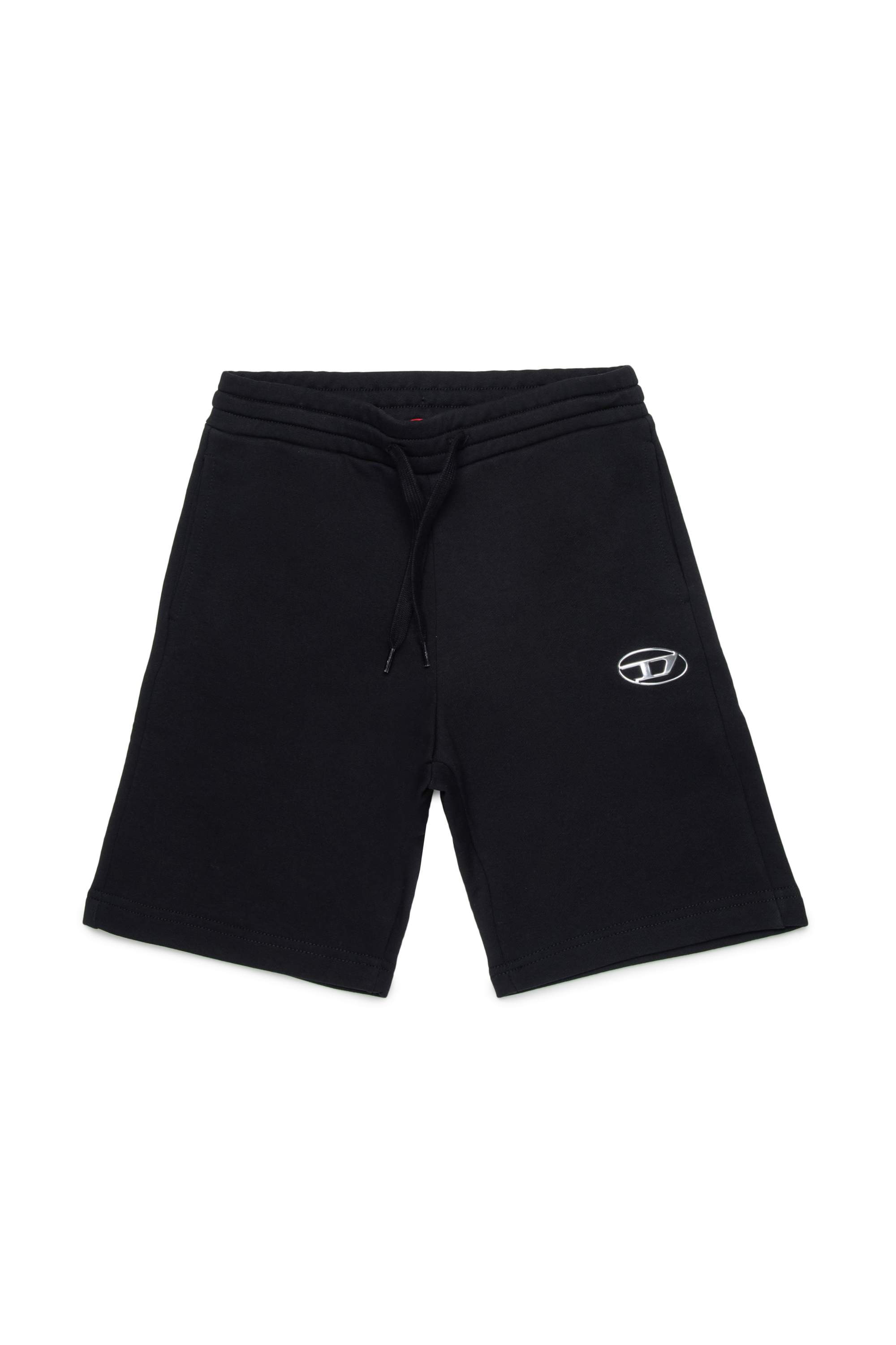 Diesel - PMACISHORT, Pantalones cortos deportivos con efecto metálico y logotipo Oval D Hombre in Negro - 1