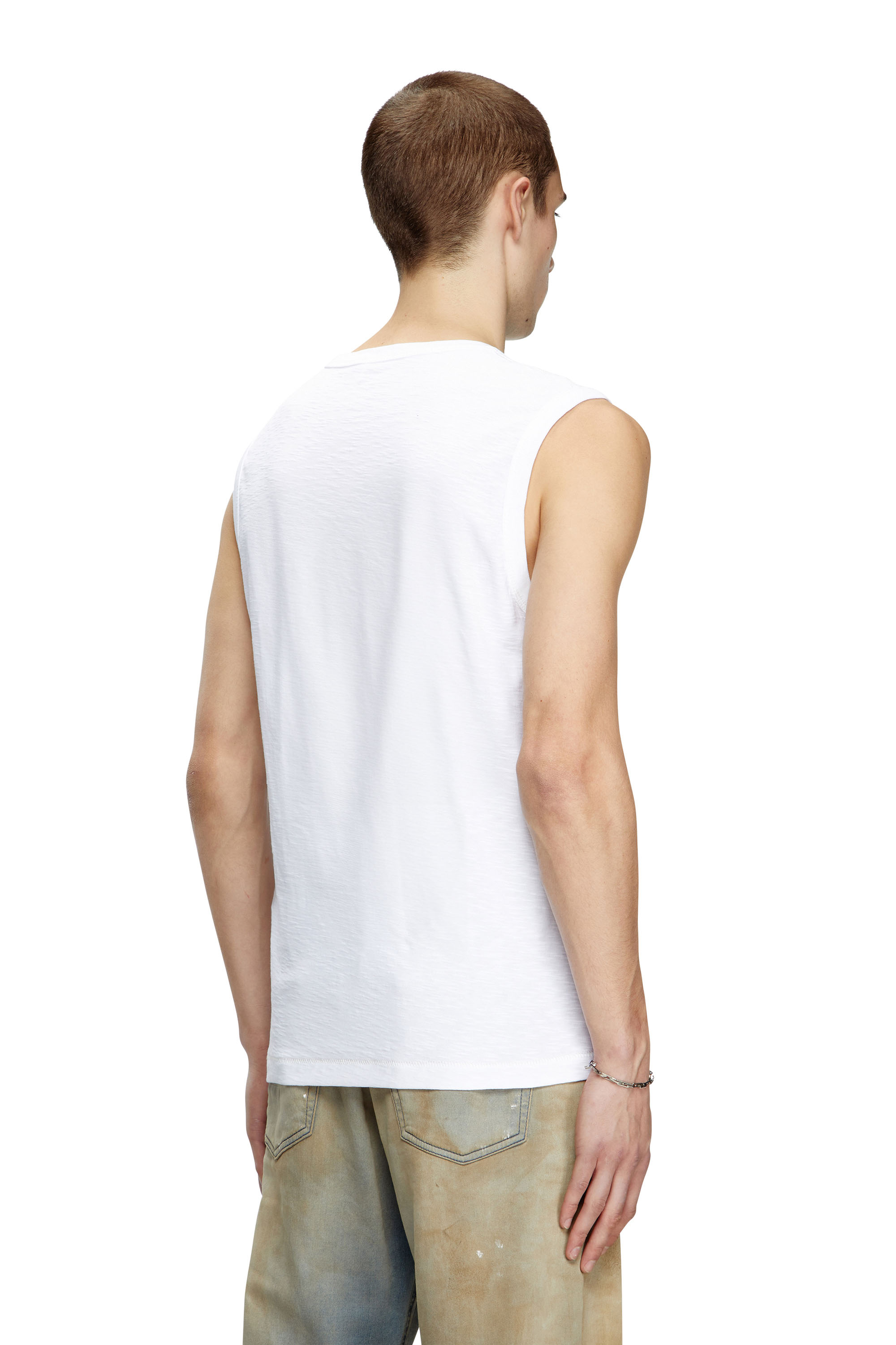 Diesel - T-BISCO-R3, Camiseta de tirantes slub sin mangas con gráfico de logotipo en relieve Hombre in Blanco - 4