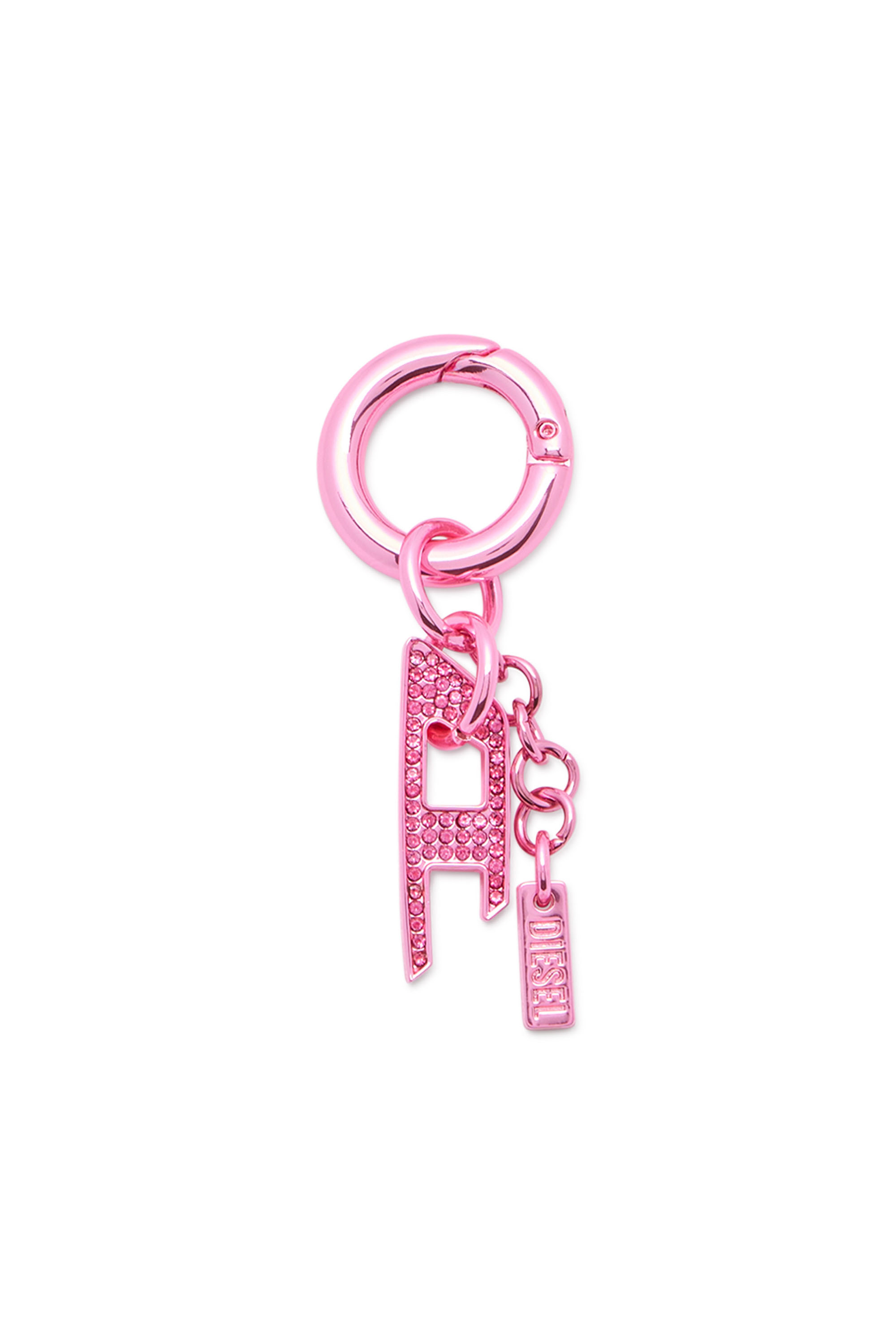 Diesel - CHARM-D, Charm met&aacute;lico con colgante D de strass Unisex in Rosa - 1