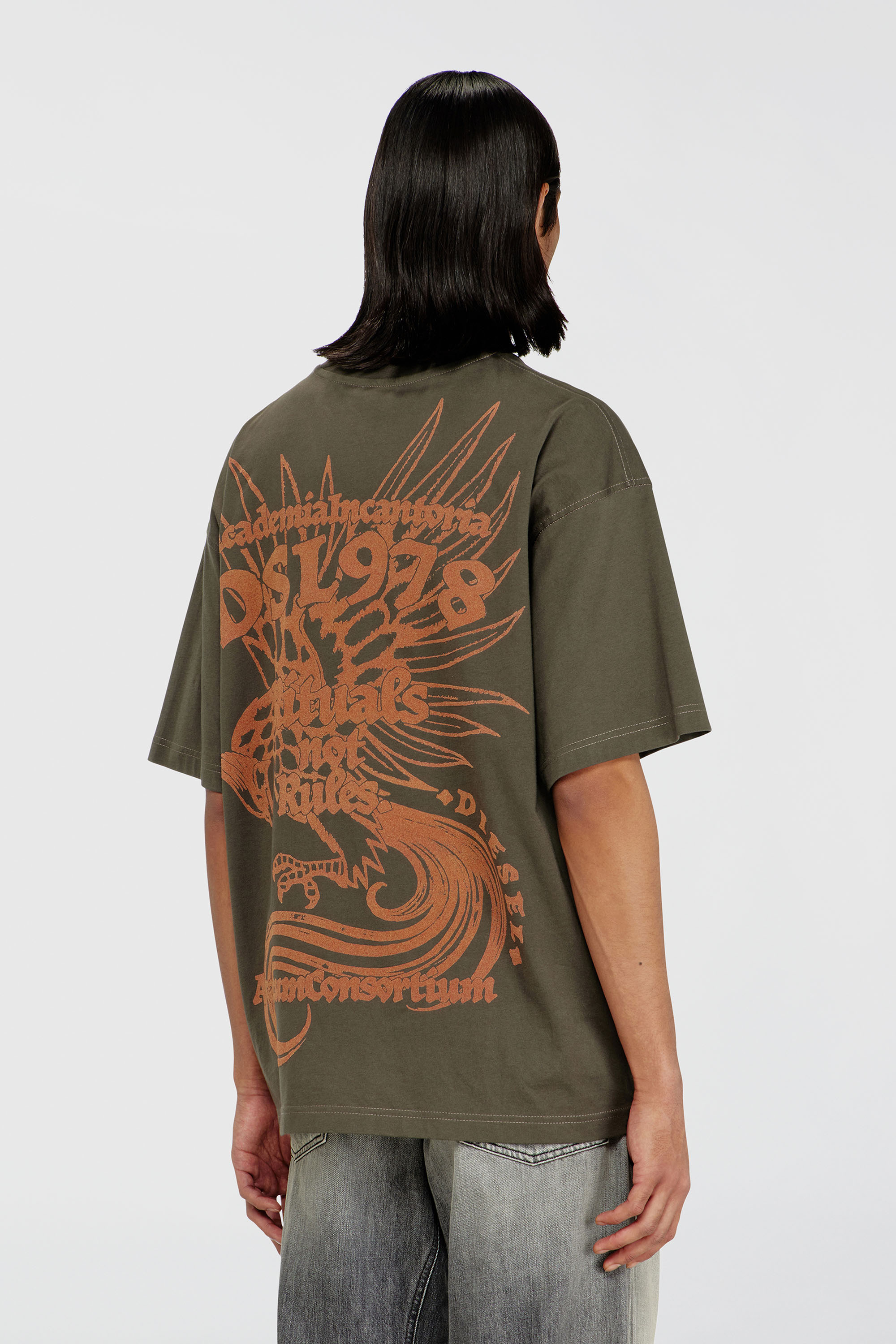 Diesel - T-BOXT-AA11, Camiseta de jersey con estampado flocado Hombre in Verde - 4
