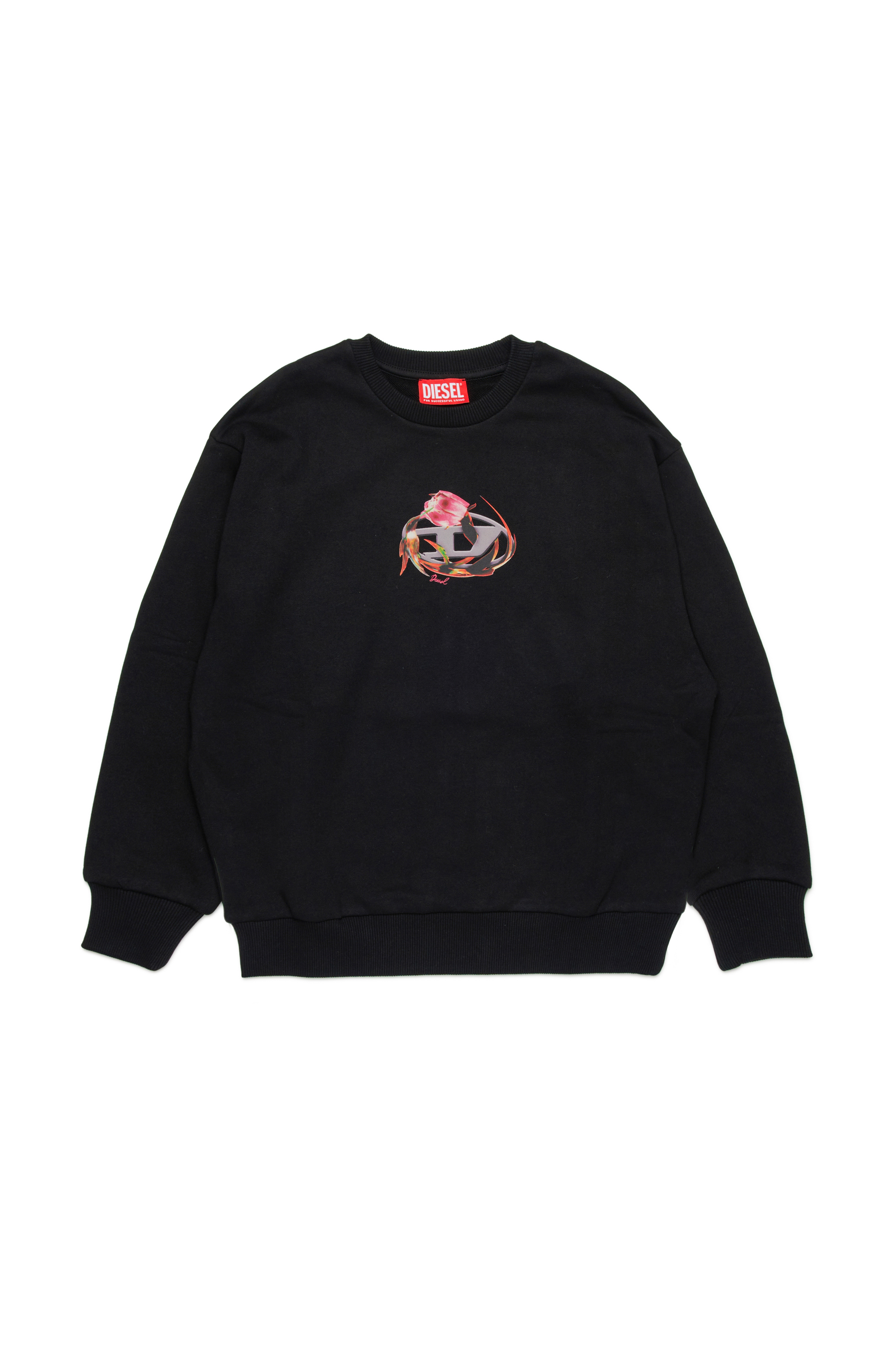 Diesel - SERUFFIX, Mujer Sudadera con logotipo Oval D floral in Negro - Image 1