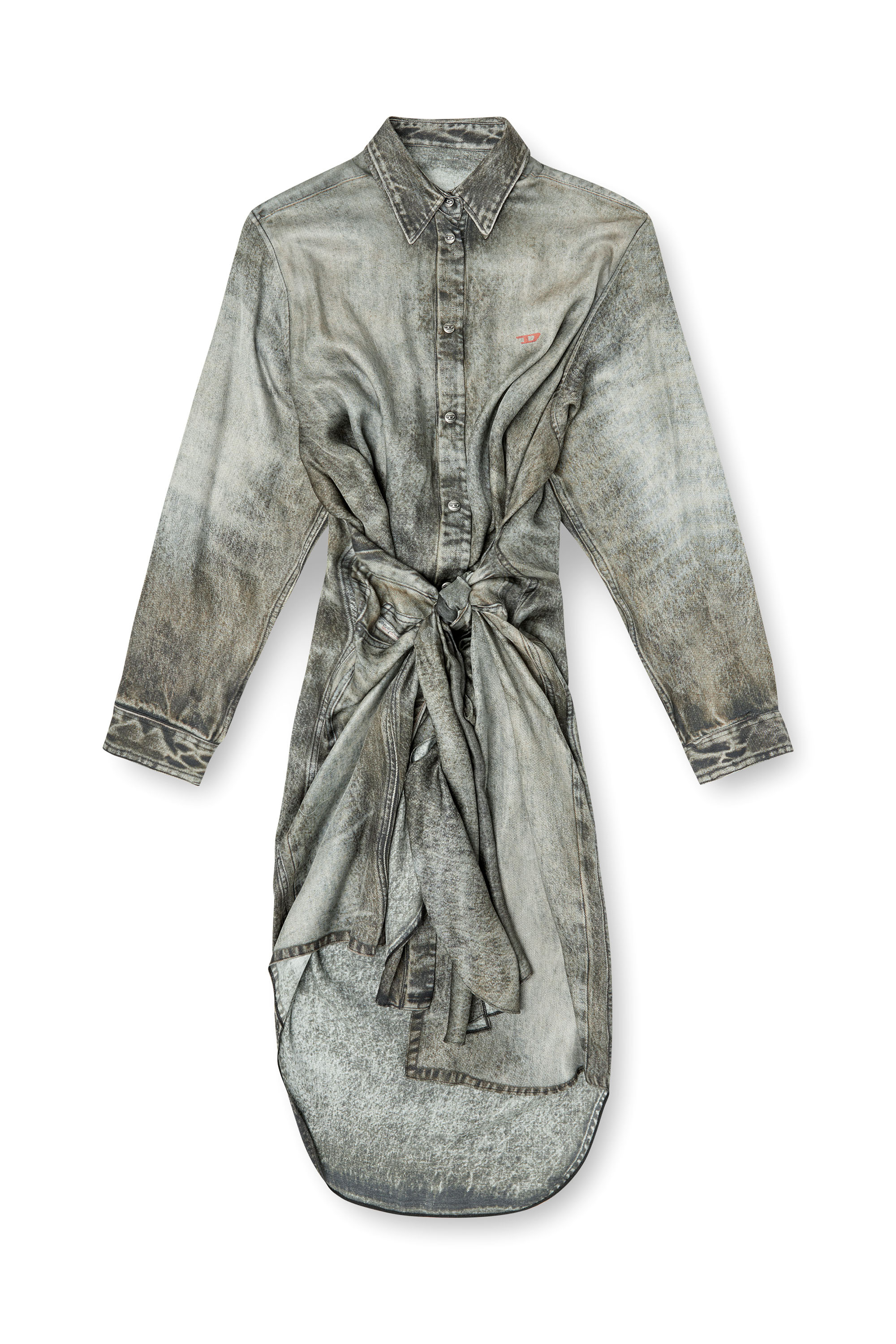Diesel - D-ILETTA, Vestido de corte cruzado de viscosa tipo denim Mujer in Gris - 2