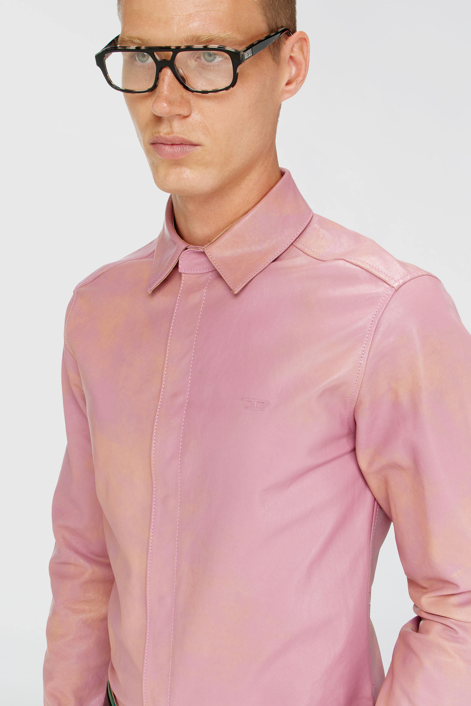 Diesel - S-CIRT, Camisa de piel tratada Hombre in Rosa - 5