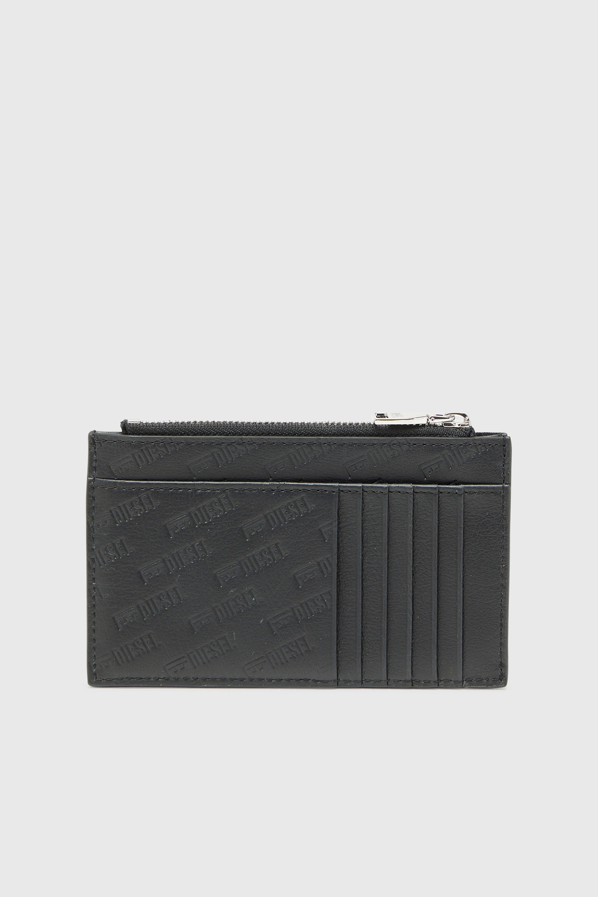 Diesel - MONOGRAM CARD CASE VI, Tarjetero de piel repujada con bolsillo con cremallera Hombre in Negro - 2