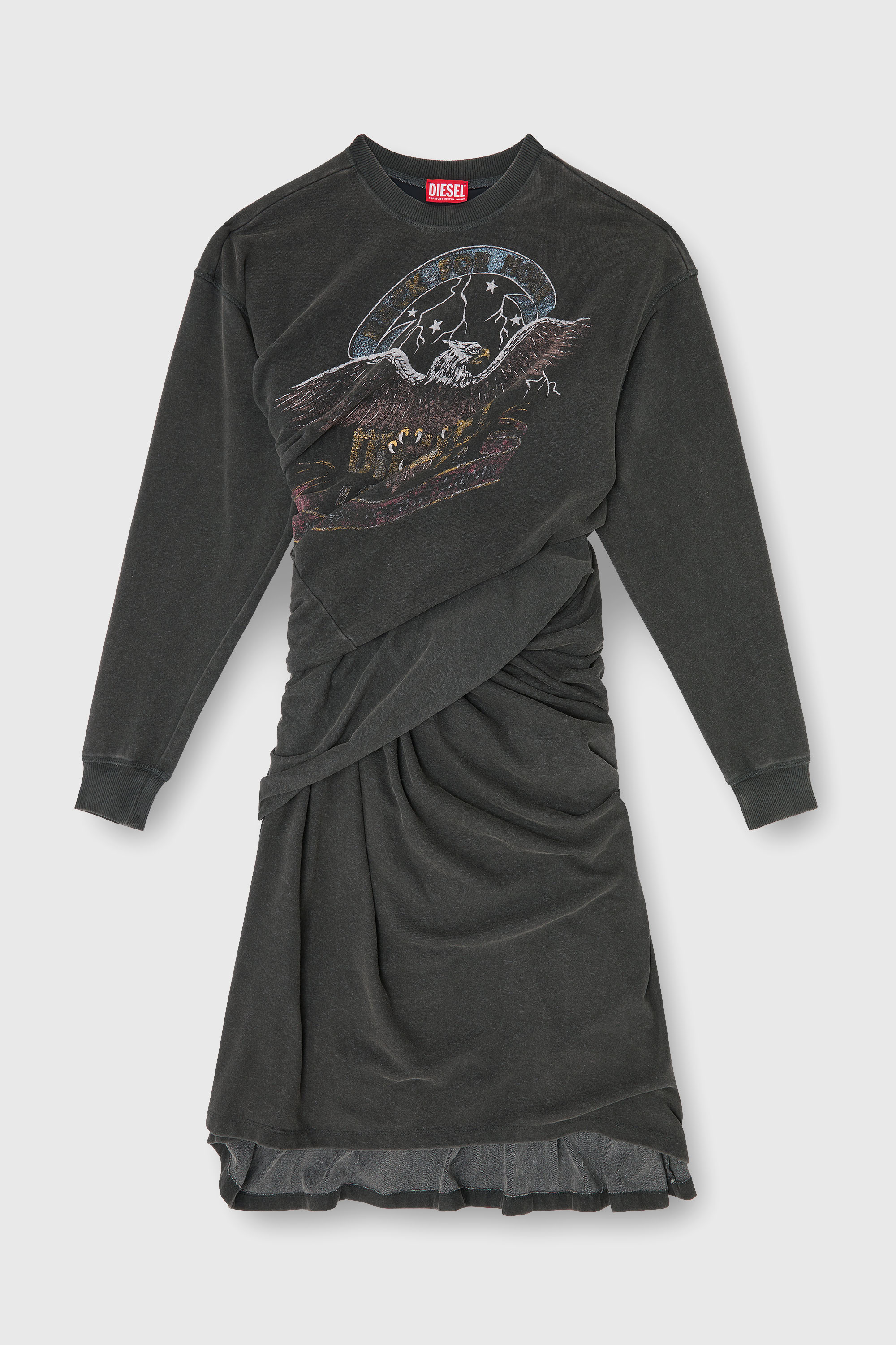 Diesel - D-NENCY, Vestido sudadera con gr&aacute;ficos de concierto Mujer in Negro - 1
