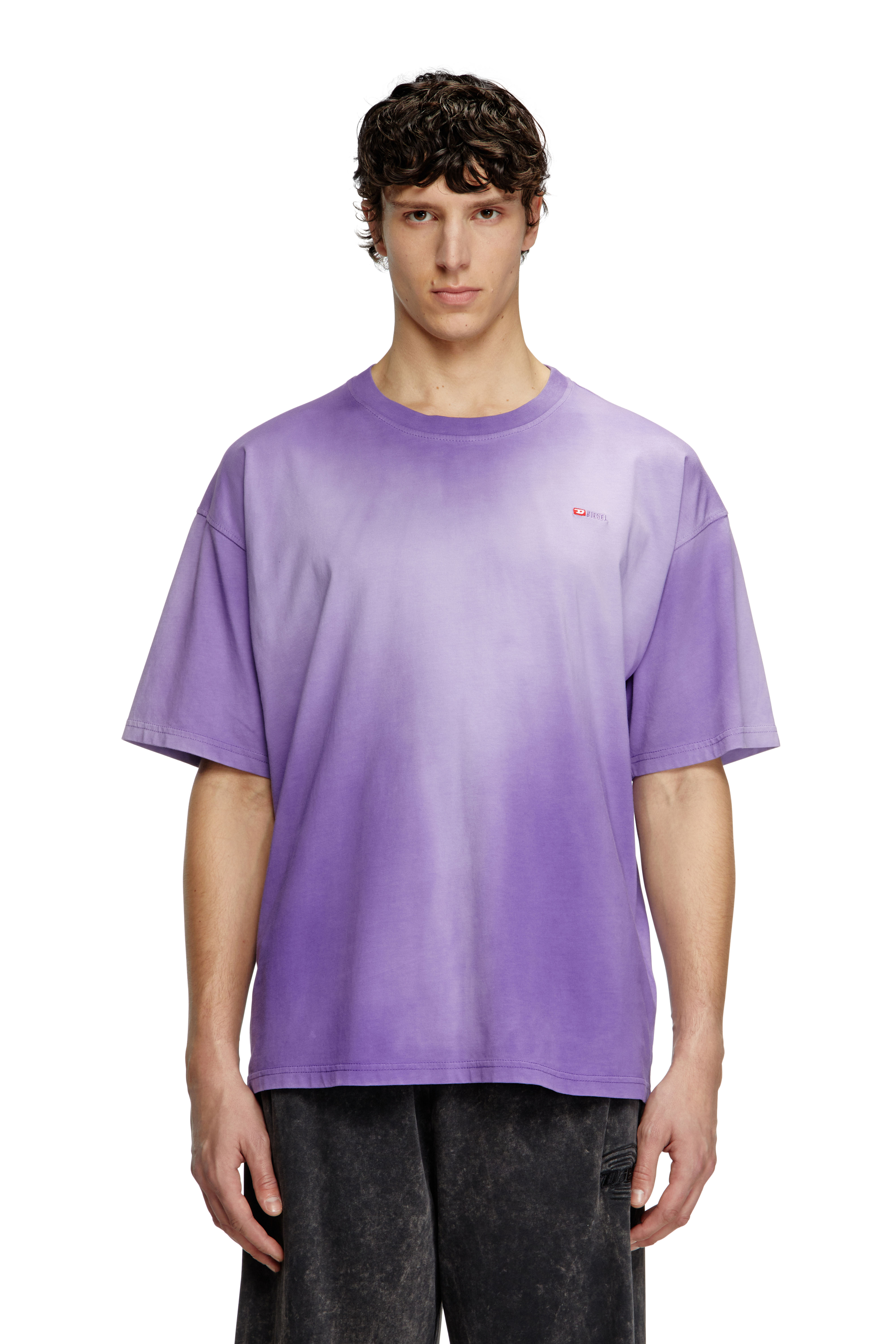 Diesel - T-BOXT-R27, Camiseta desteñida con bordado de micro logotipo Hombre in Morado - 1