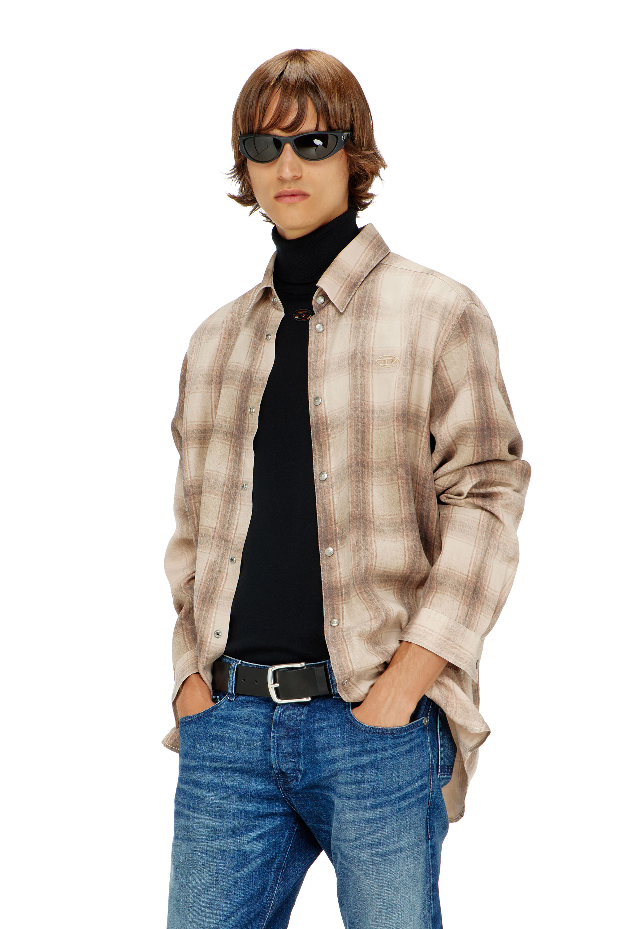 Diesel - K-VARTA, Jersey de lana con cuello alto y logotipo recortado Hombre in Negro - 1