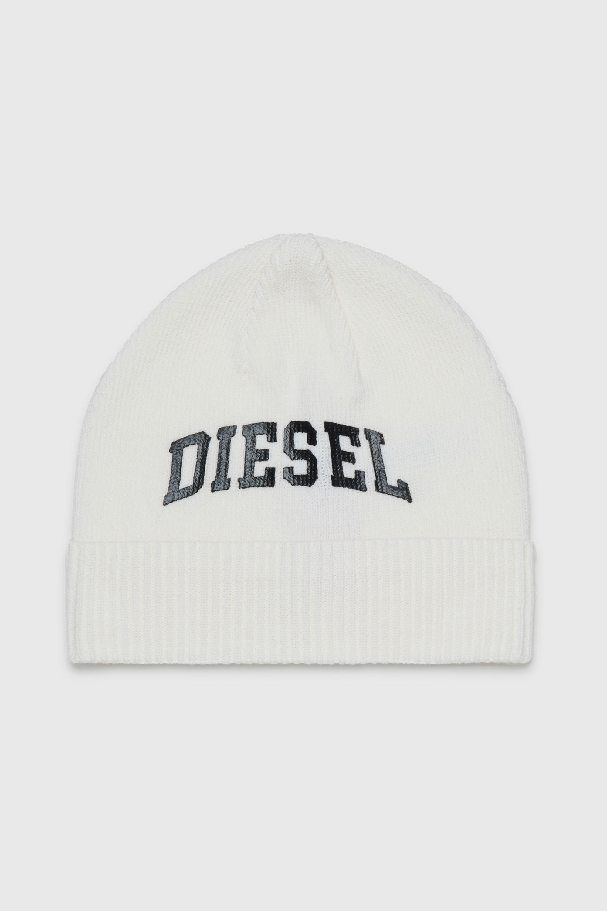 Diesel - FBAND, Gorro de mezcla de lana con logo Unisex in Blanco - 1