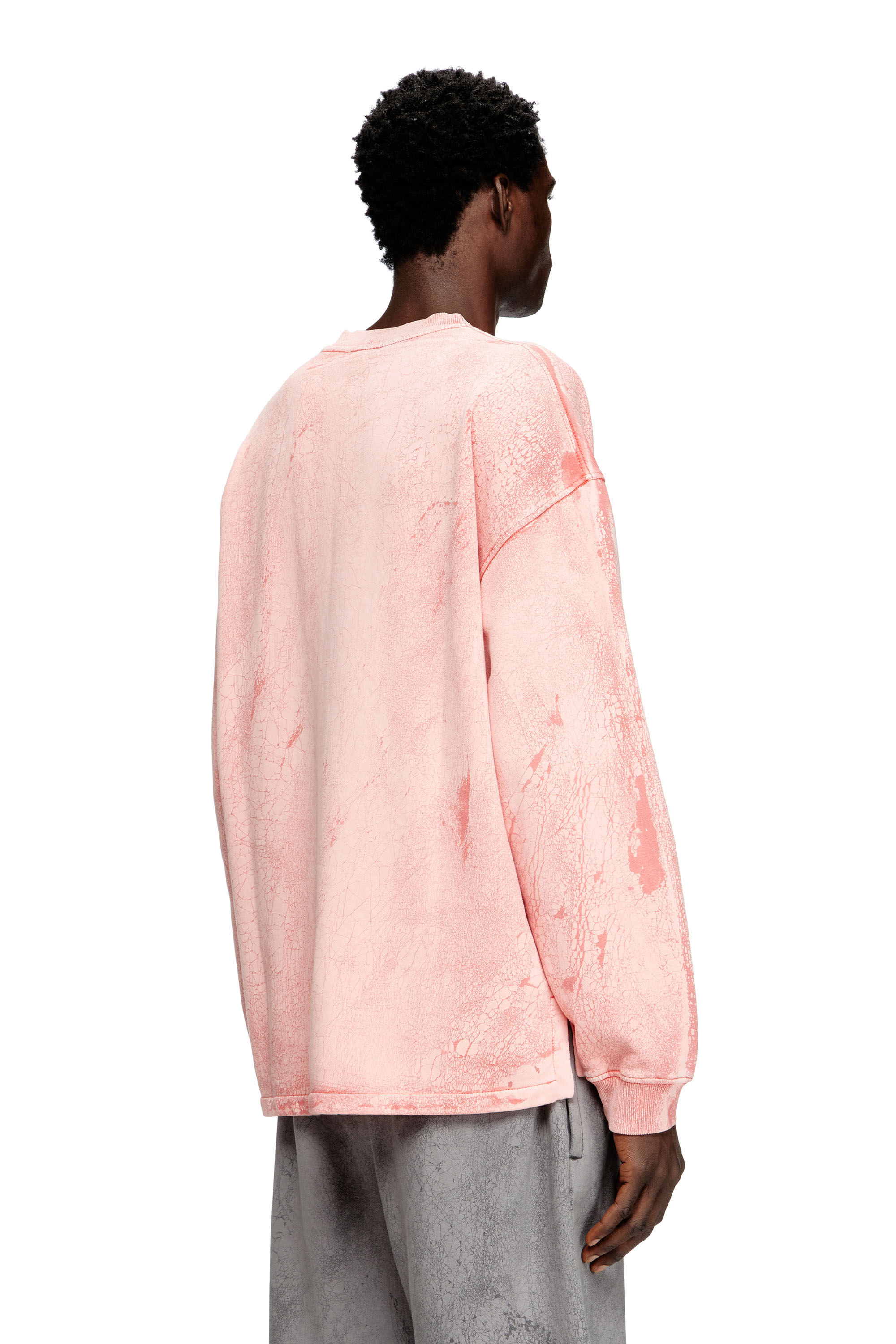 Diesel - S-BAXT-T1, Sudadera con efecto agrietado y logotipo micro Hombre in Rosa - 4