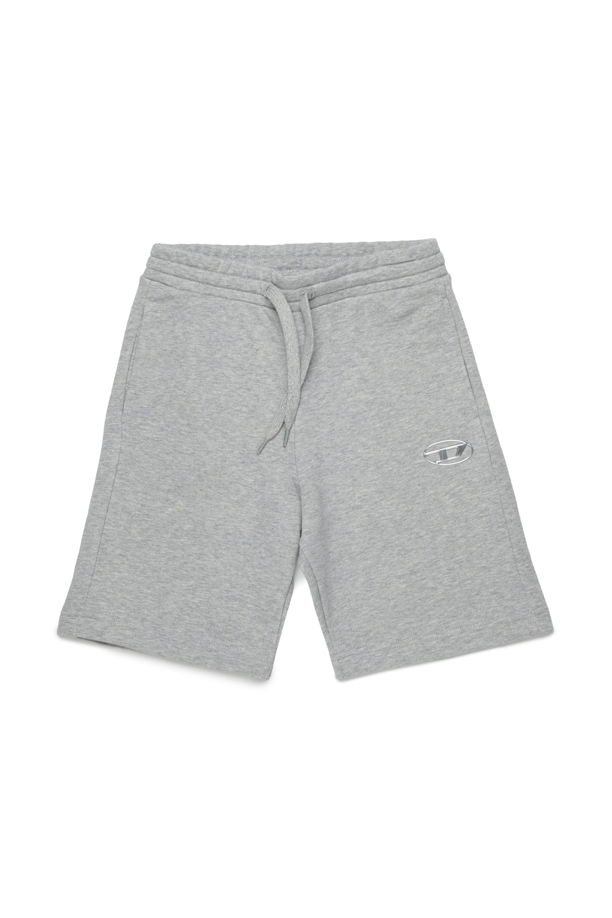 Diesel - PMACISHORT, Pantalones cortos deportivos con efecto metálico y logotipo Oval D Hombre in Gris - 1