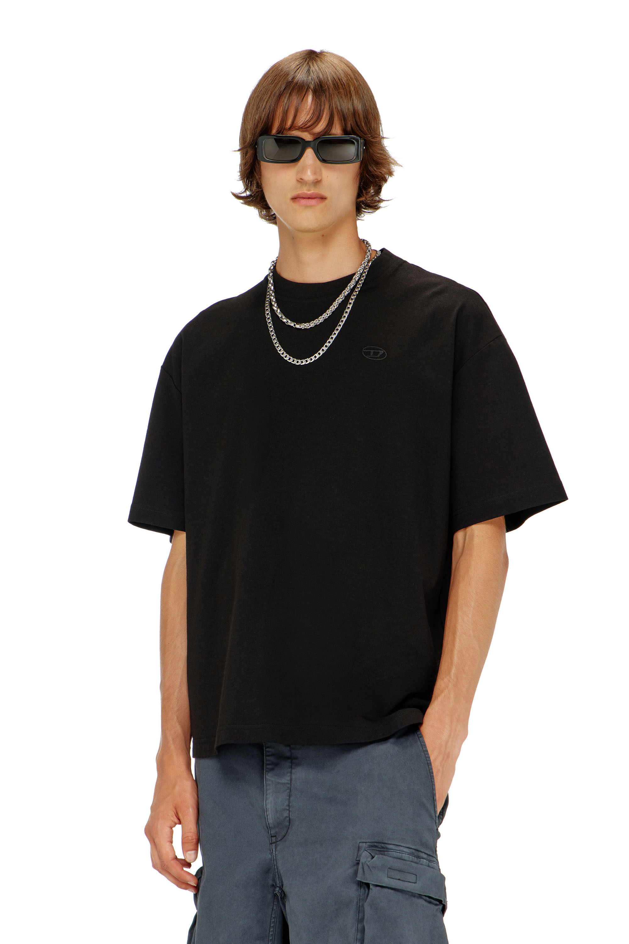 Diesel - T-BOGGY-MEGOVAL-D, Camiseta con bordado oval D grande Hombre in Negro - 1