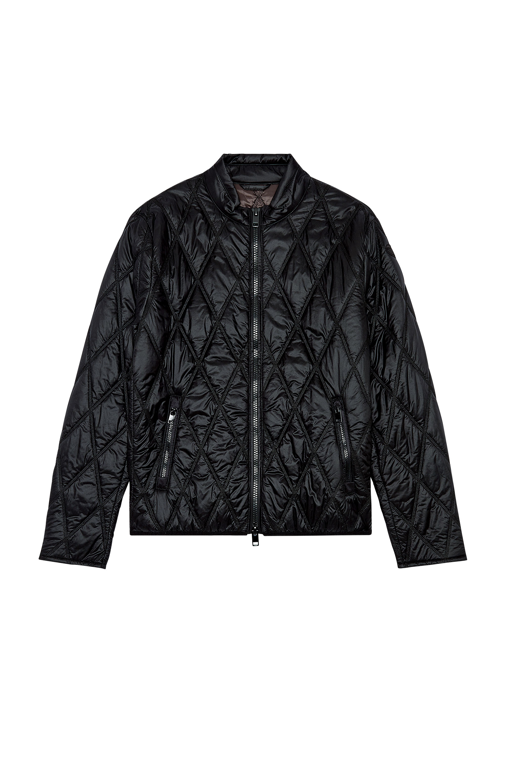 Diesel - J-NIEL, Man Mock-neck jacket in quilted nylon in Black - Image 3