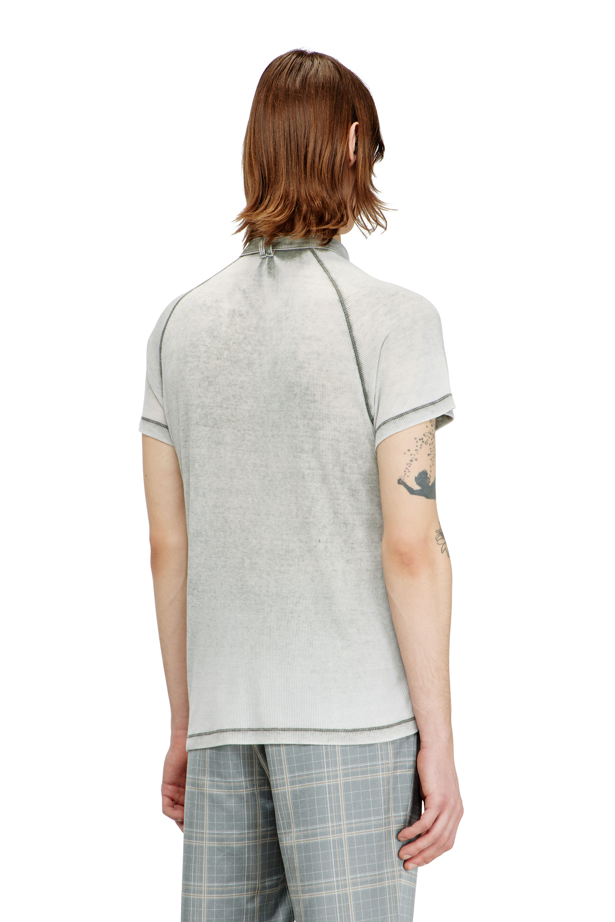 Diesel - T-GARY, Top de canal&eacute; jersey con tira de cuello biker Hombre in Gris - 4