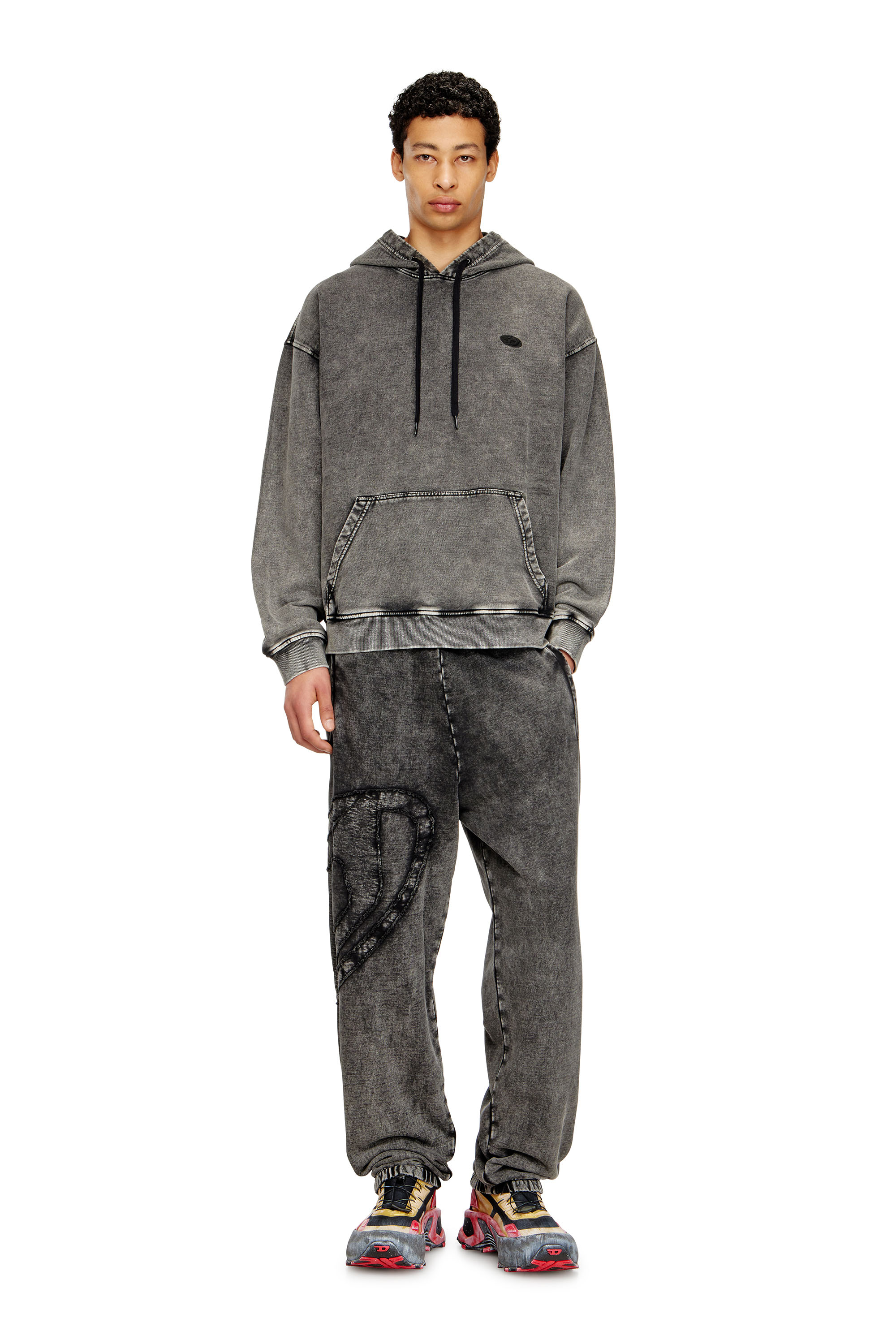 Diesel - S-BOXT-HOOD-DEN, Sudadera con parche trasero de corte bruto Hombre in Gris - 2