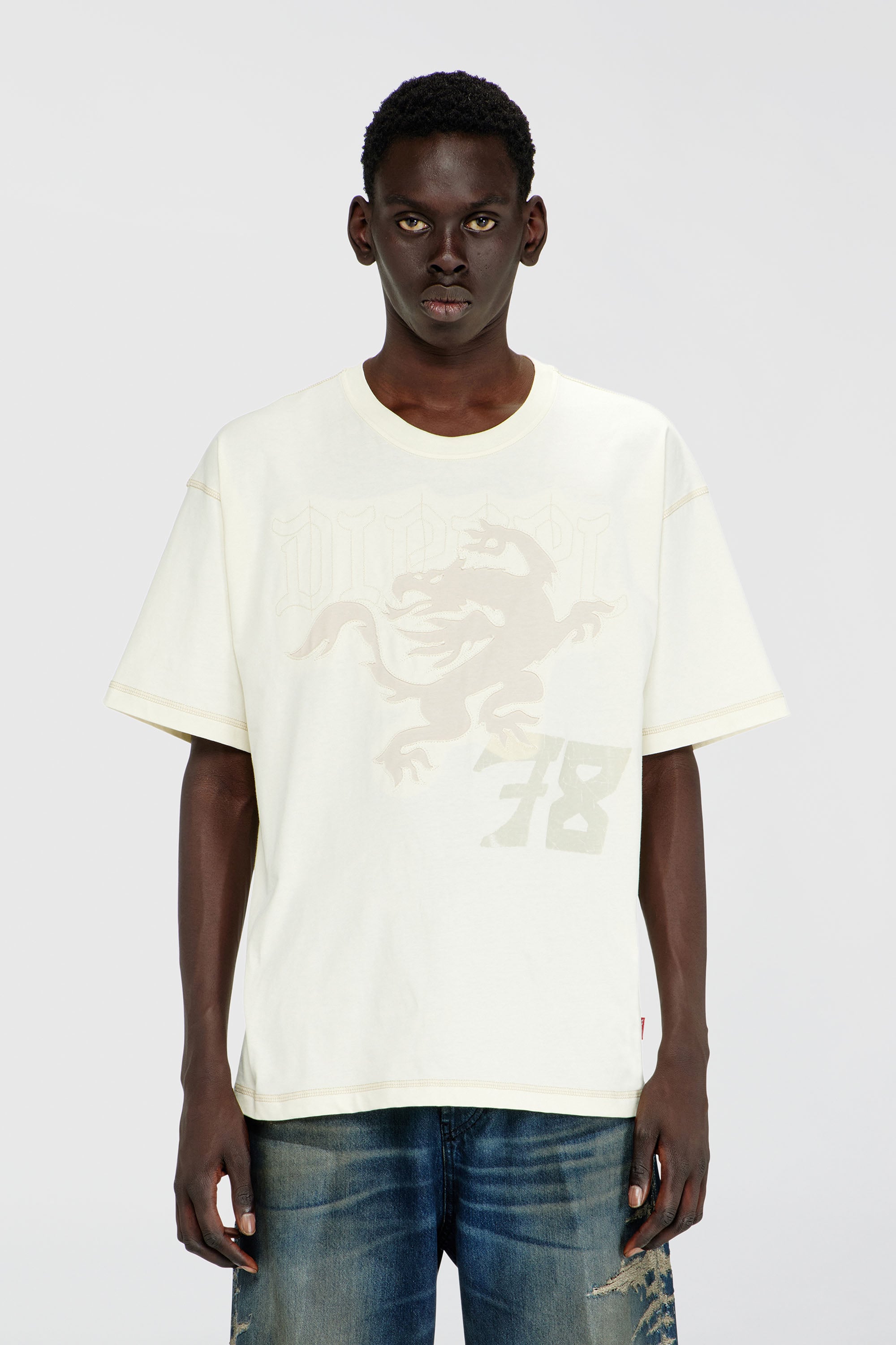 Diesel - T-BOXT-NOTCH, Camiseta relaxed con estampados y bordados Hombre in Blanco - 1