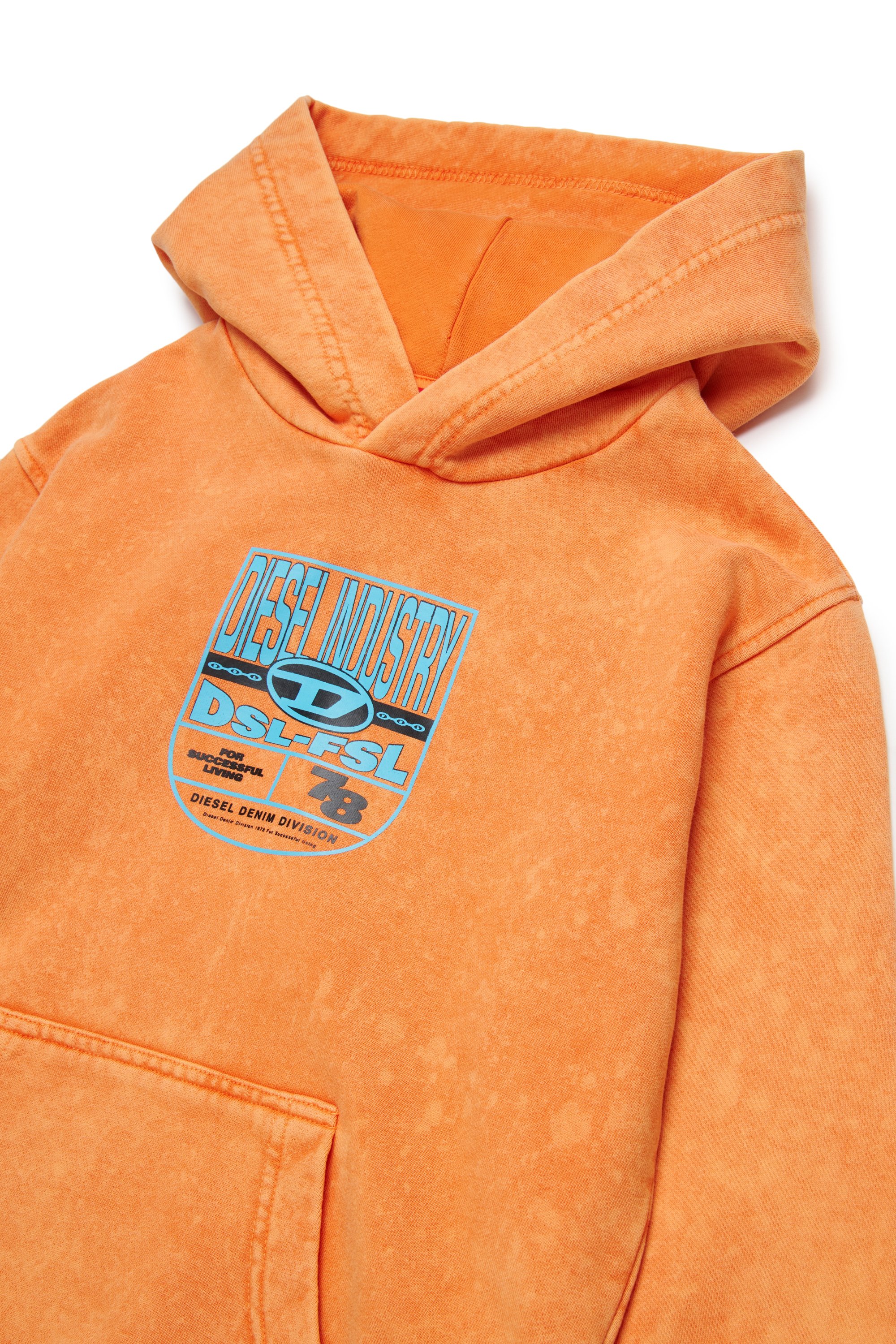 Diesel - SPRIDHOOD OVER, Sudadera con capucha marmoleada con gráfico del logotipo Hombre in Naranja - 3