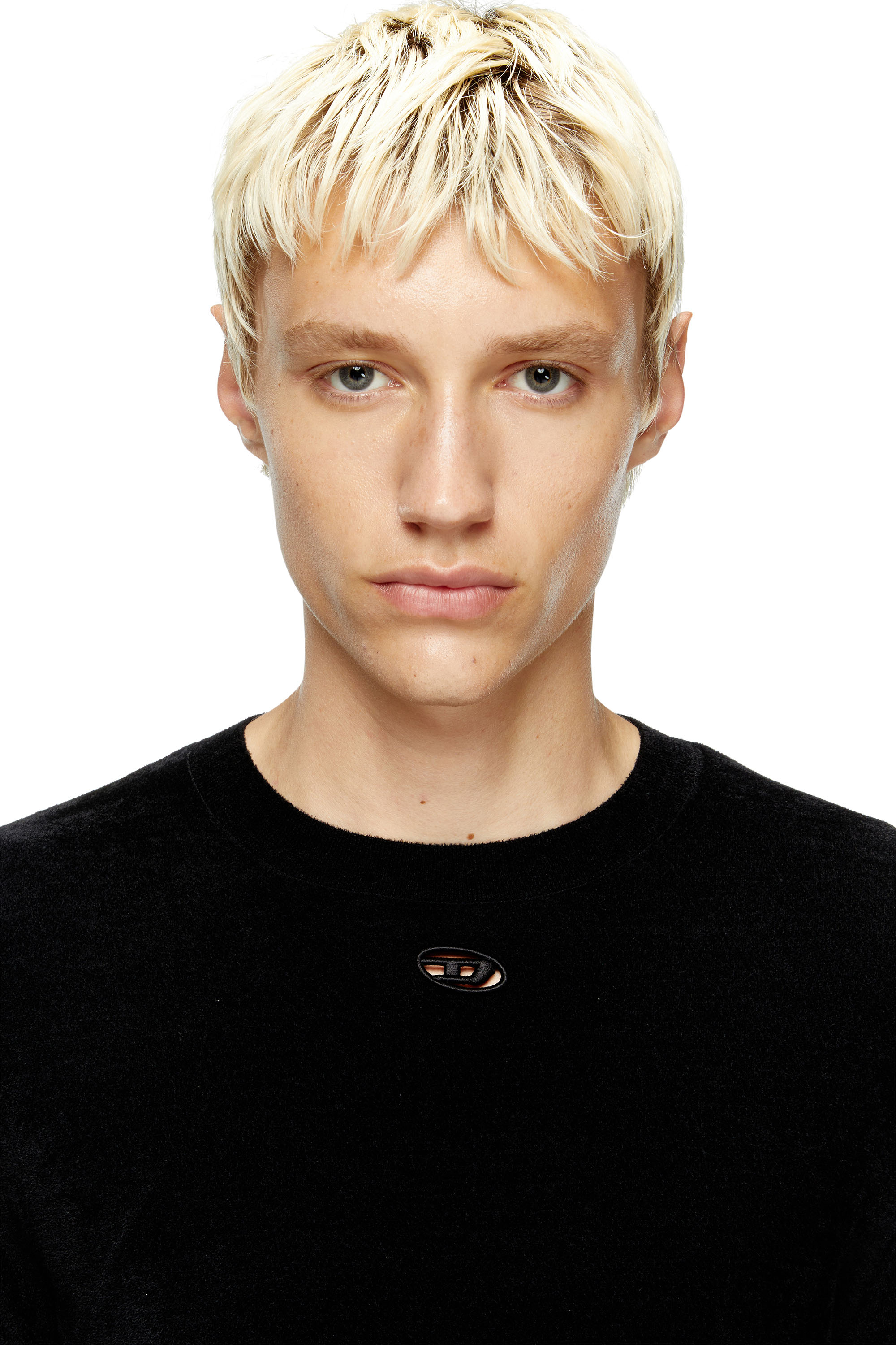 Diesel - K-CEVRO, Jersey de chenilla con logotipo recortado Hombre in Negro - 5