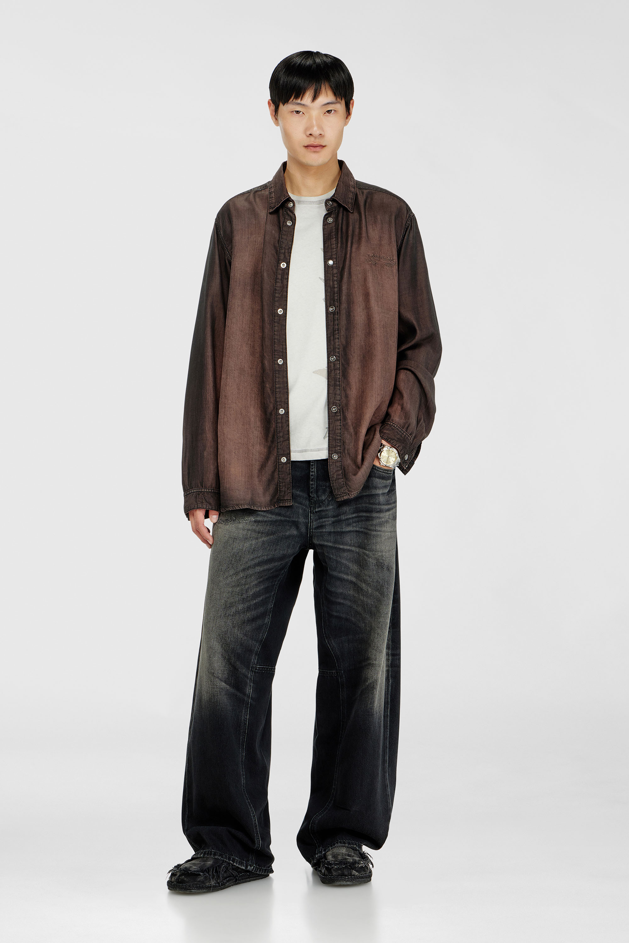 Diesel - T-RAWBISCO, Top sin mangas con gr&aacute;ficos en relieve Hombre in Gris - 2