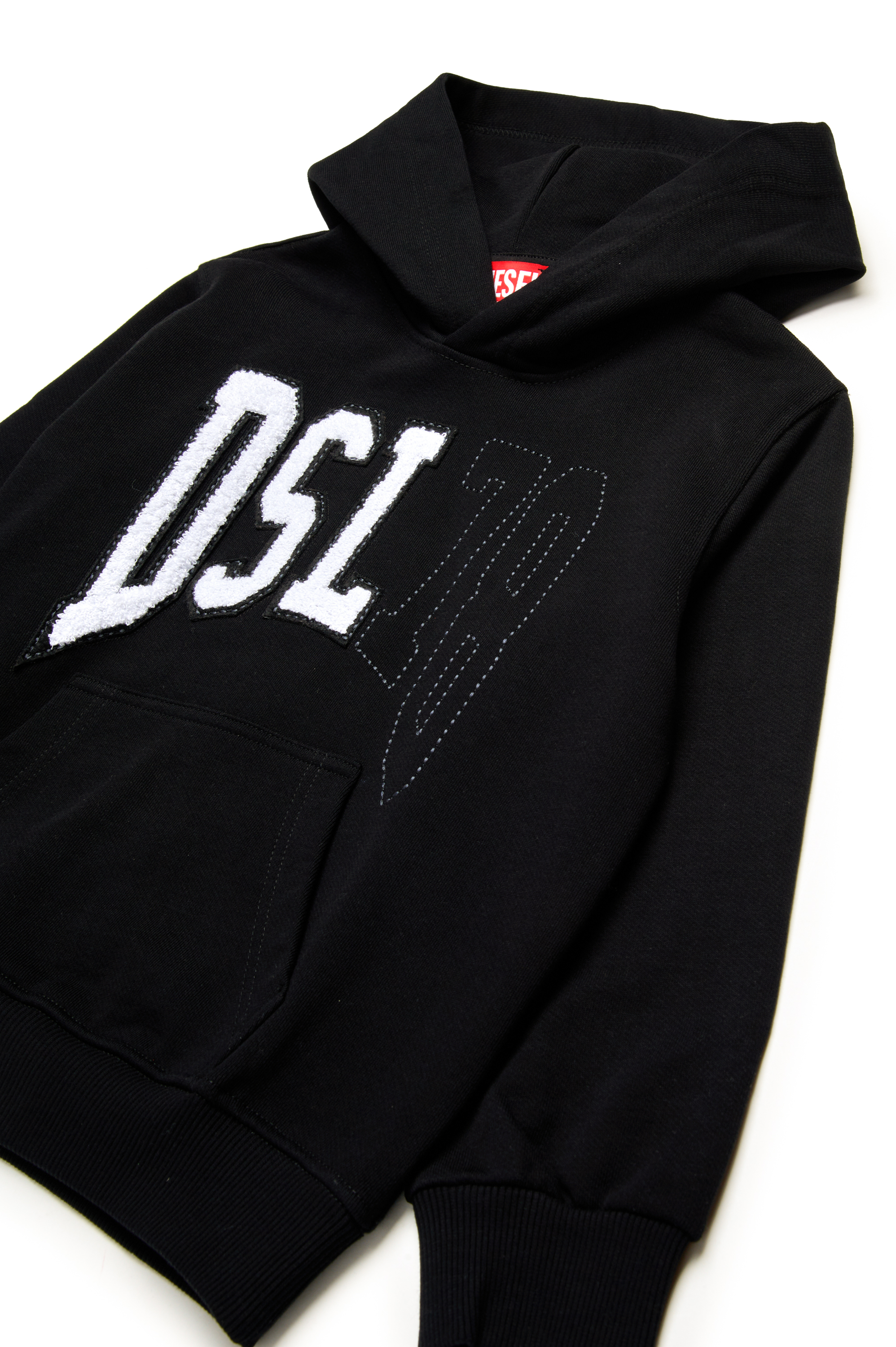 Diesel - SBOXTHOOD OVER, Sudadera con capucha con logotipo universitario DSL 78 Hombre in Negro - 3