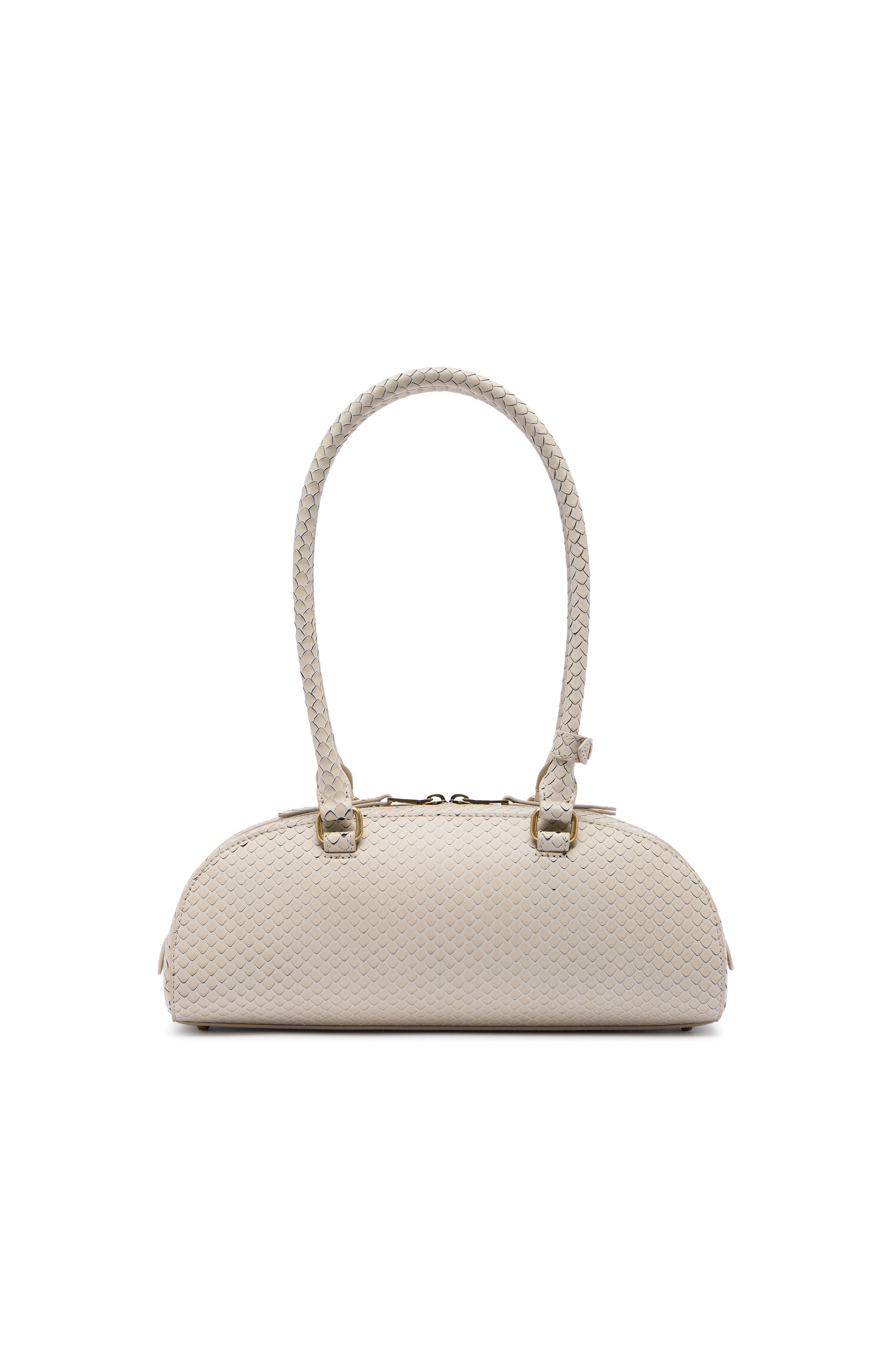 Diesel - 1DR DOME SHOULDER EW, 1DR Dome-Bolso bowling alargado en piel texturizada Mujer in Beige - 4