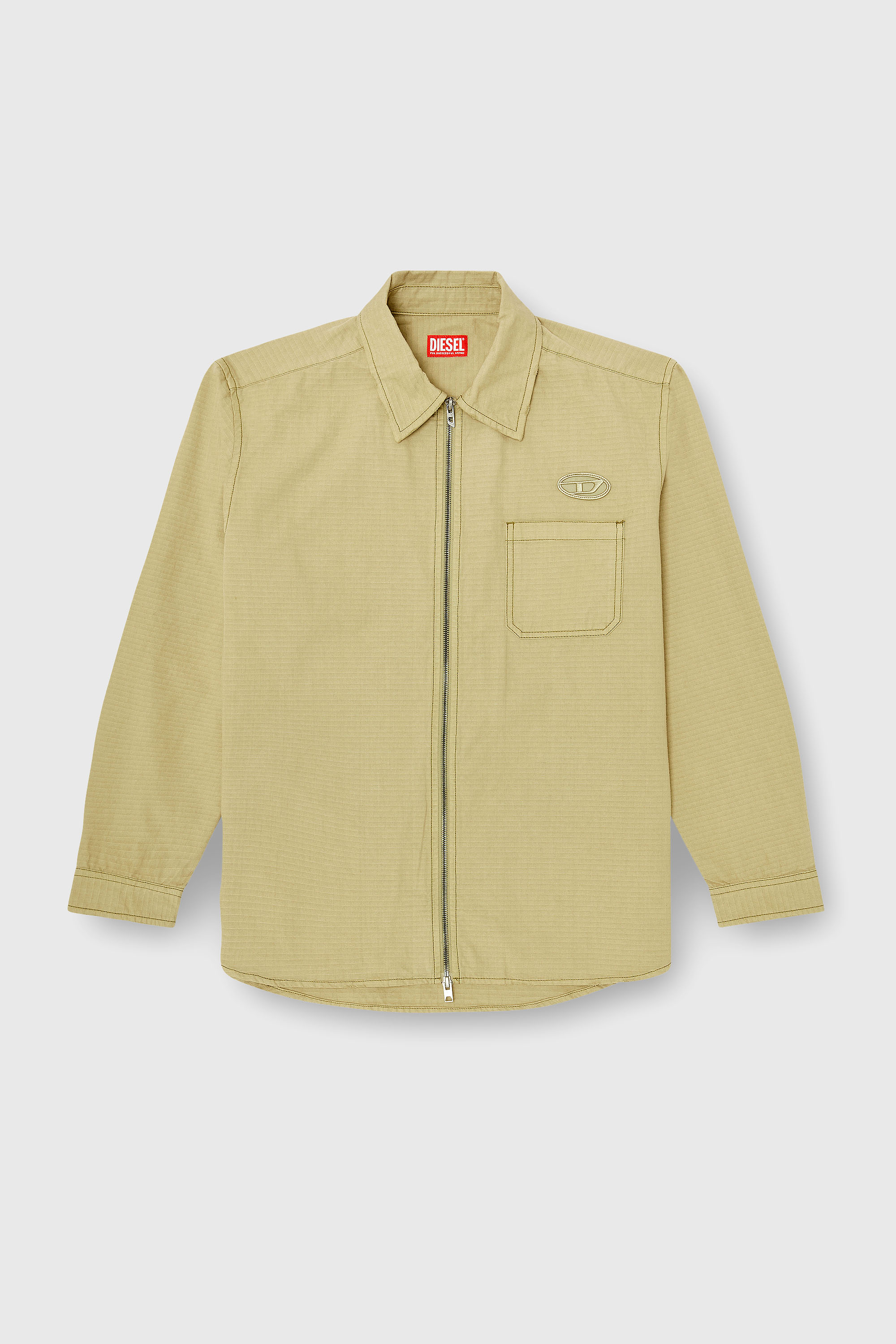 Diesel - S-ALIAS-ZIP, Camisa ripstop con cierre de cremallera Hombre in Beige - 2