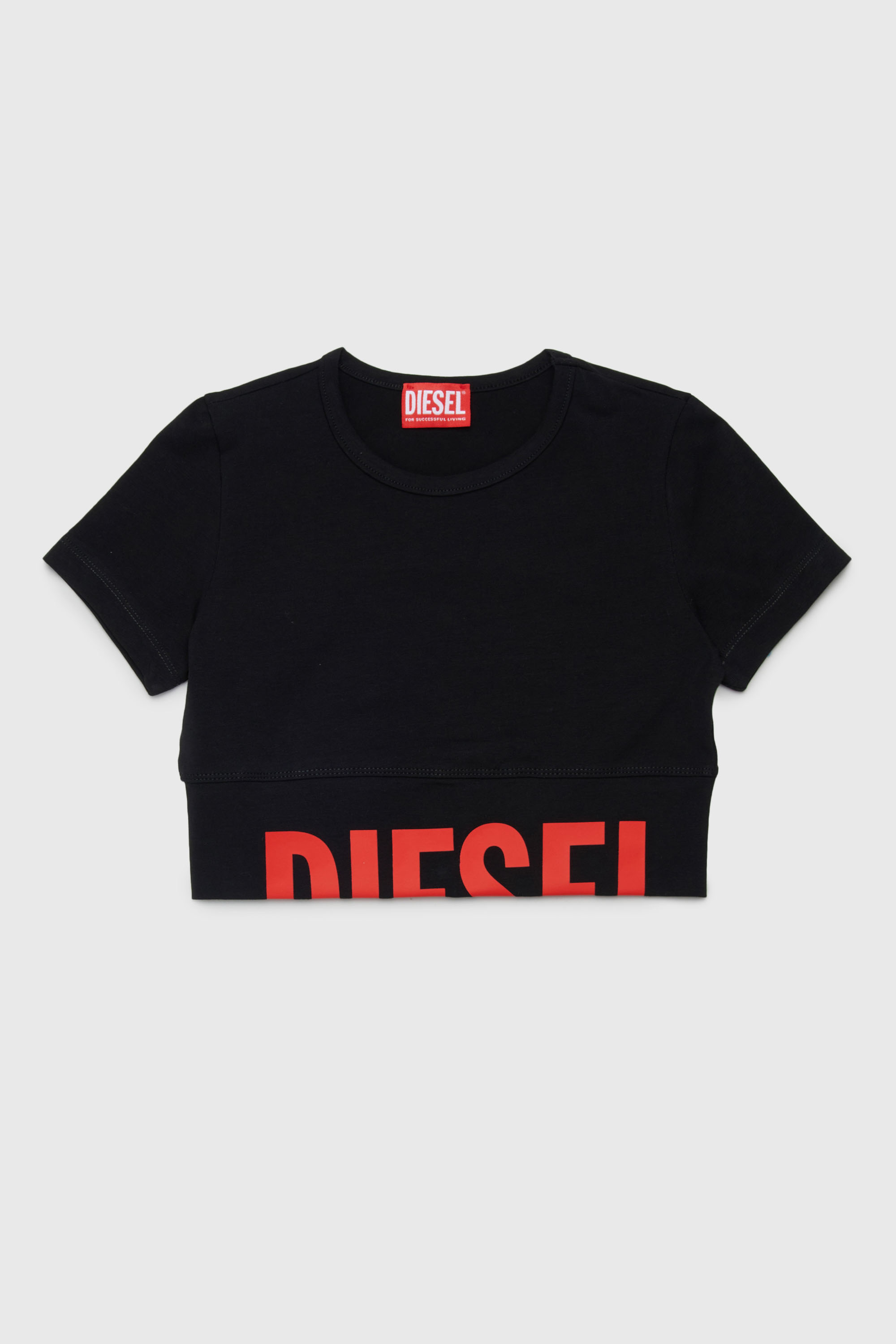 Diesel - TCEFY, Crop top con logotipo recortado Mujer in Negro - 1