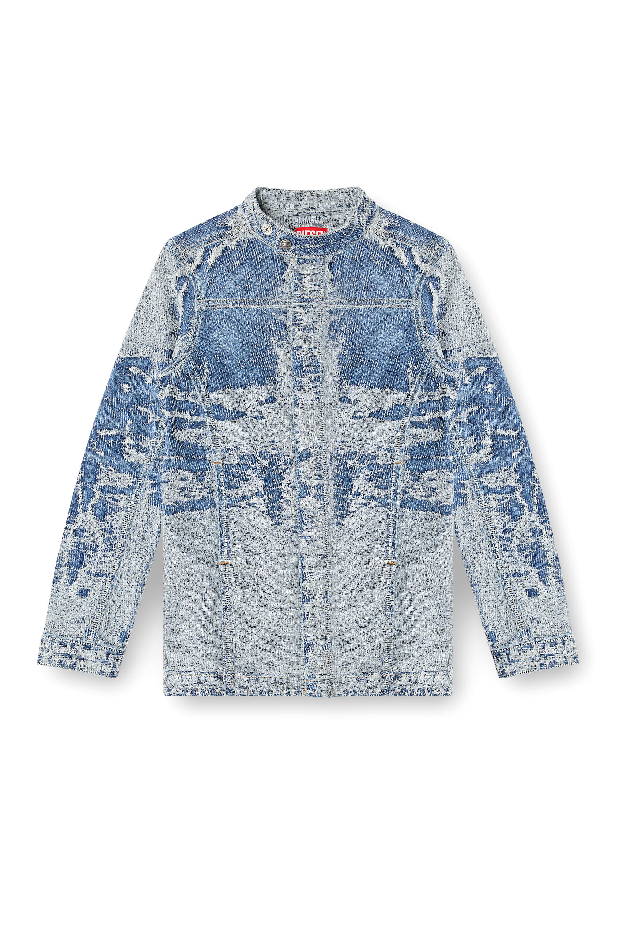 Diesel - DE-MOR-S1, Chaqueta de denim en jacquard desgastado Mujer in Azul marino - 3