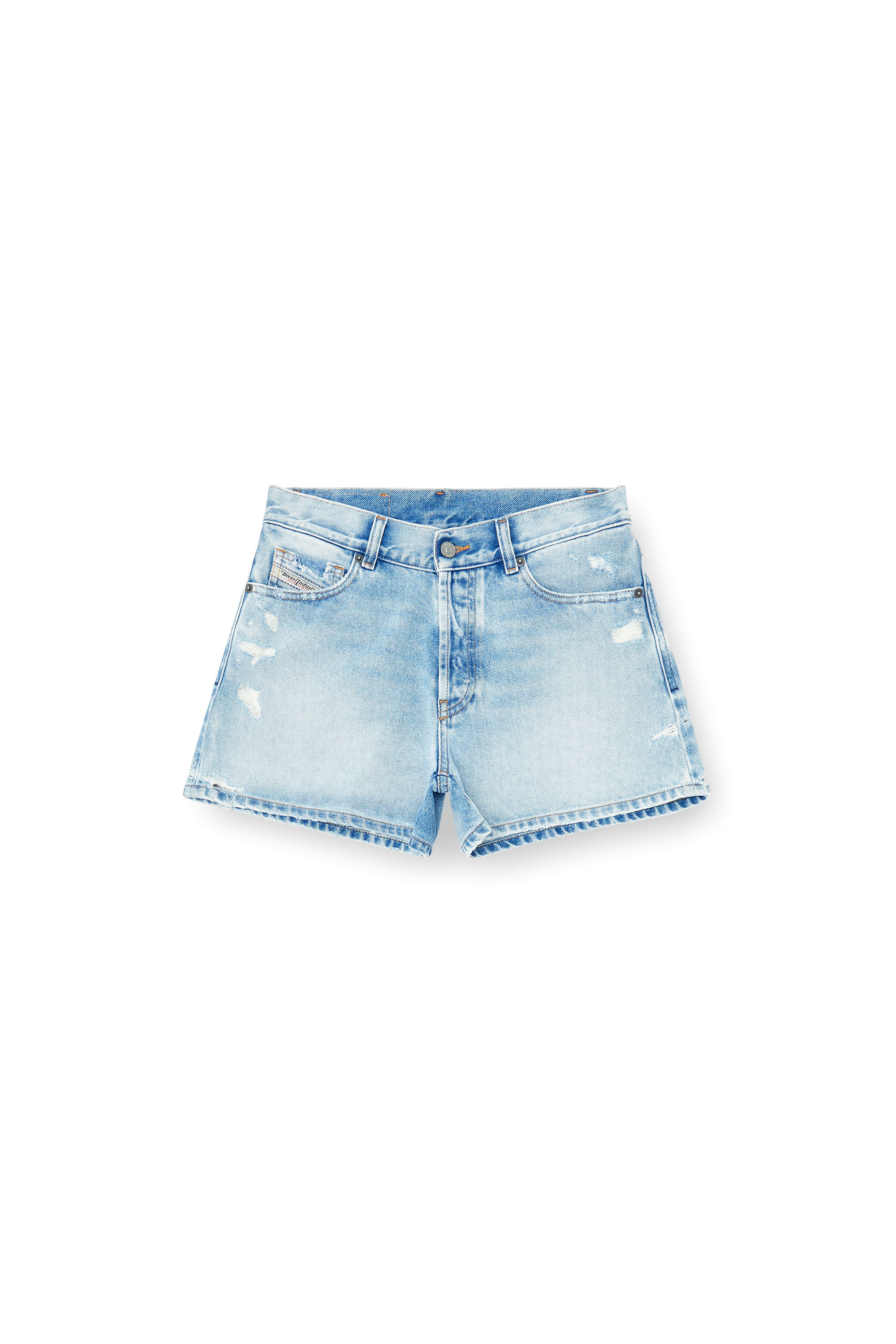 Diesel - DE-HELIOS, Shorts de mezclilla desgastados Mujer in Azul marino - 3