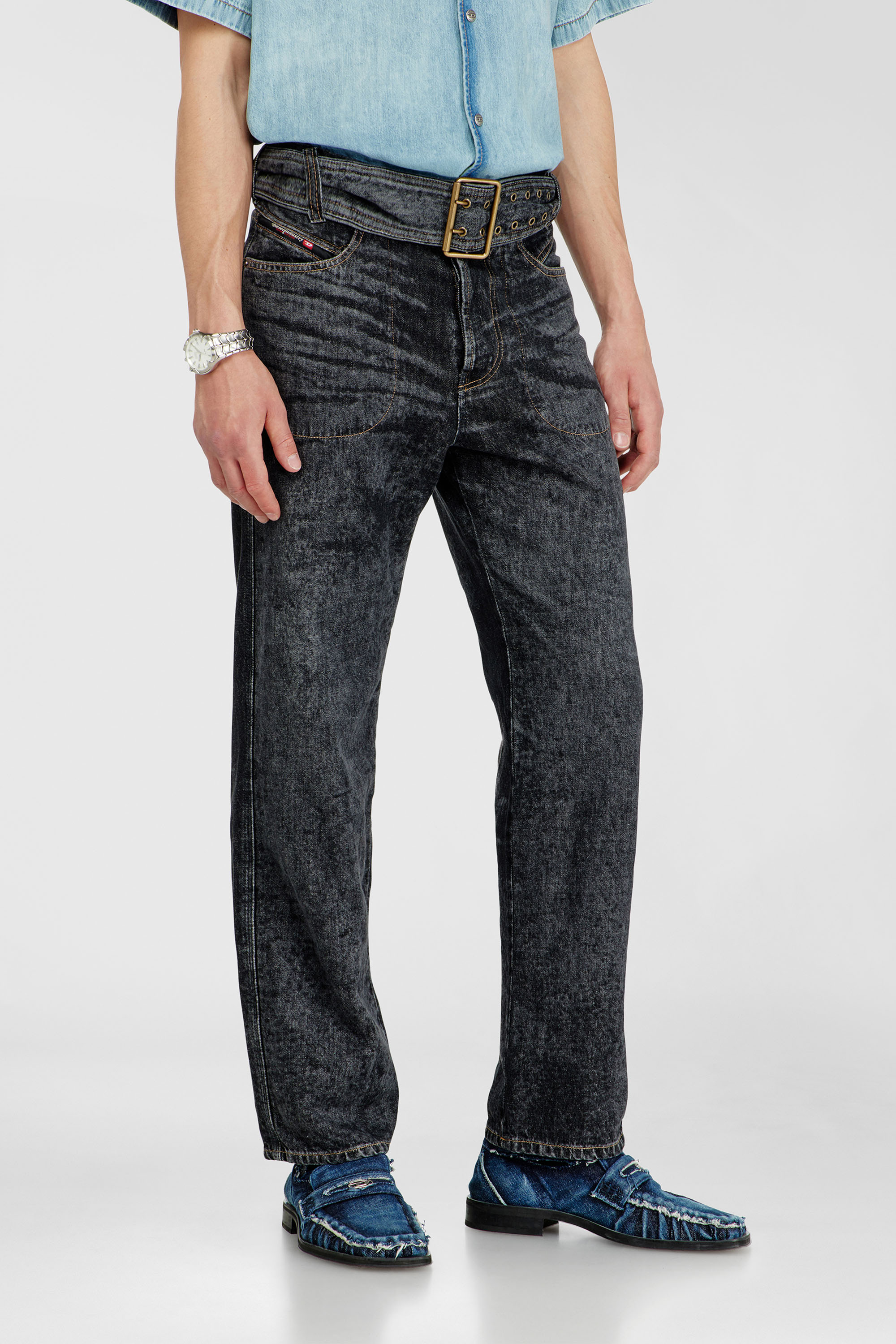 Diesel - Relaxed Jeans D-Marcus 09Q24 Hombre, Negro/Gris oscuro - 7