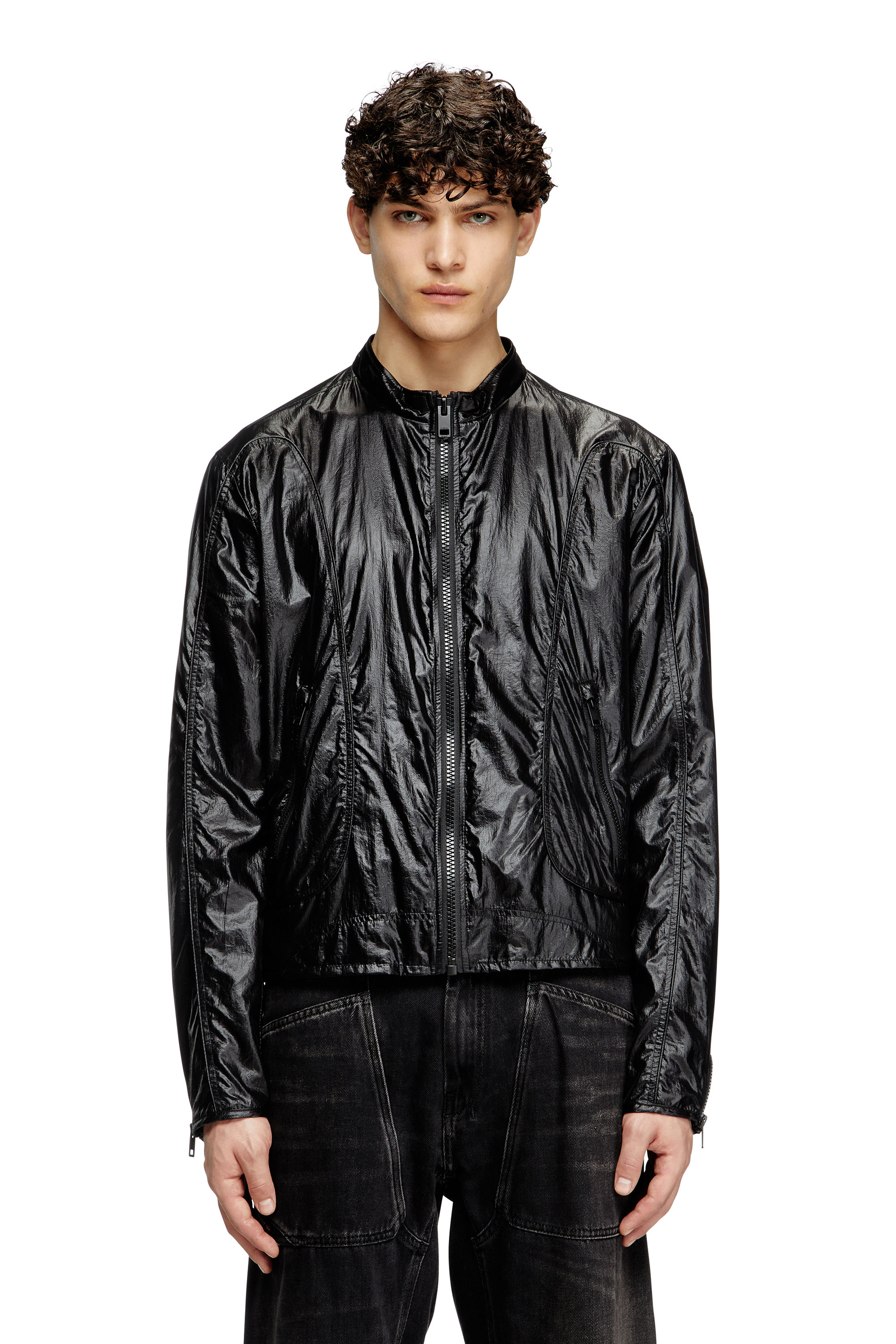 Diesel - J-CLAYS, Chaqueta biker de ripstop brillante Hombre in Negro - 3