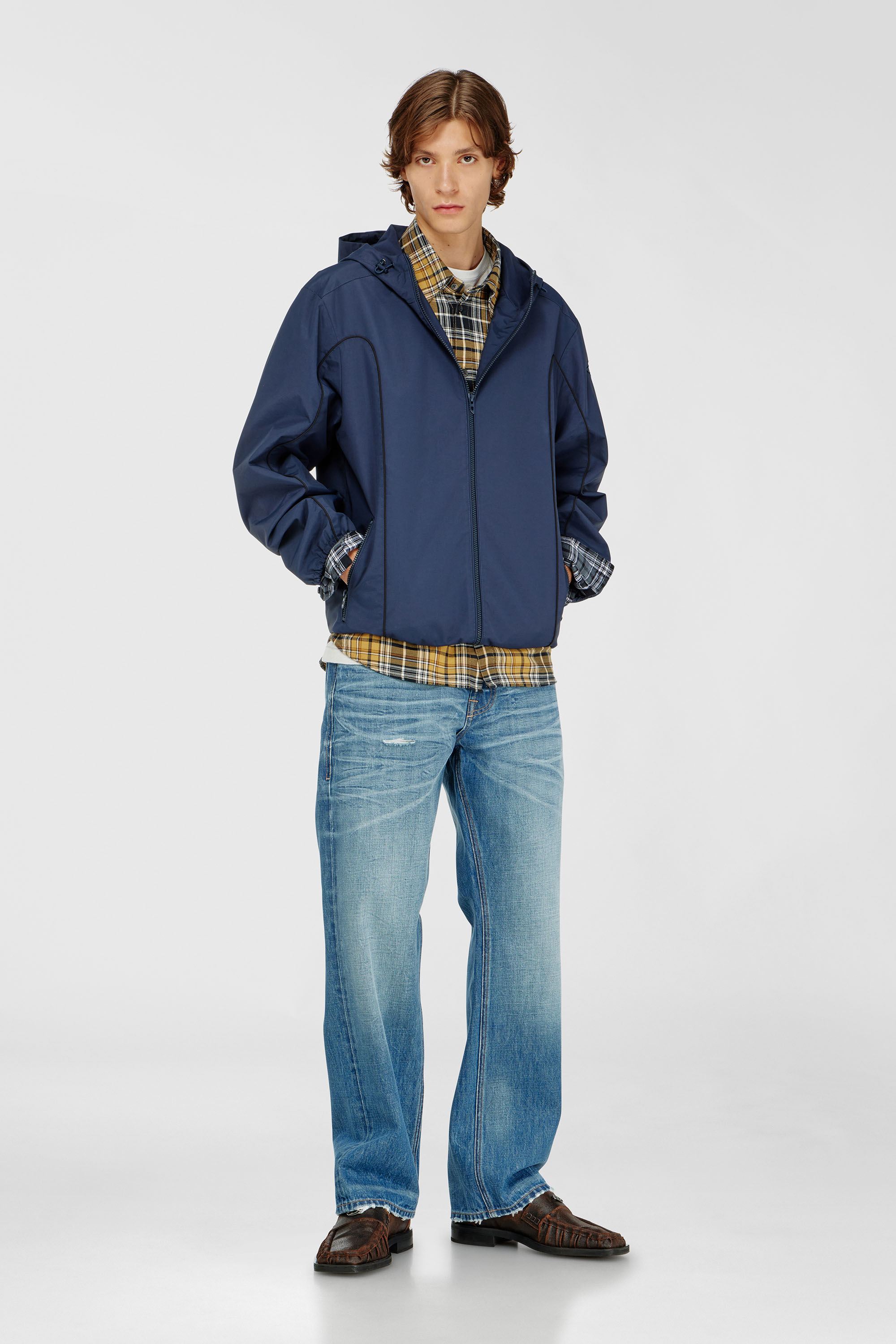 Diesel - J-HIVES-WRD, Cortavientos con vivos en contraste Hombre in Azul marino - 1