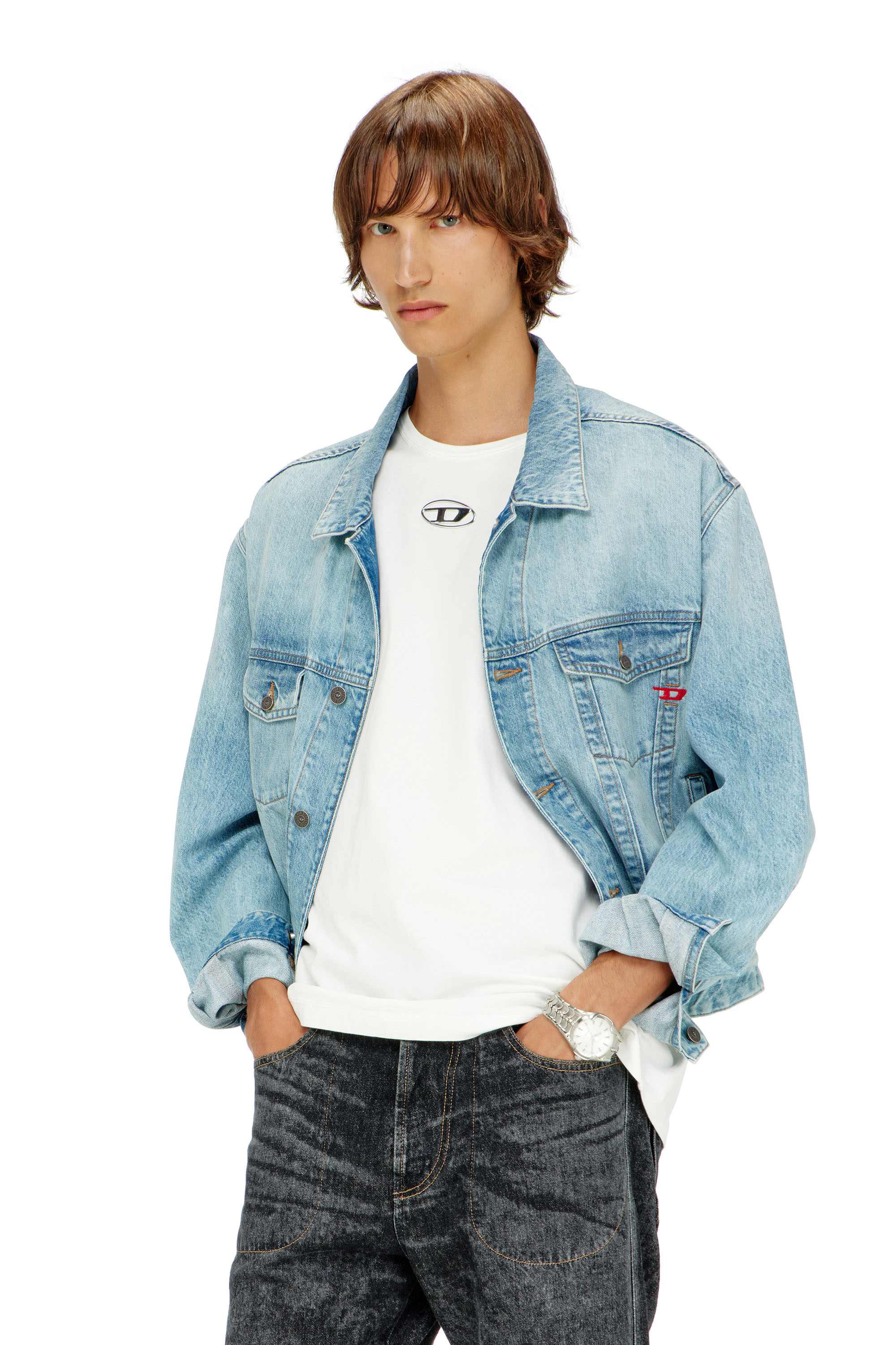 Diesel - T-NORM-IOD, Camiseta ligera de algod&oacute;n con logotipo Oval D met&aacute;lico Hombre in Blanco - 1