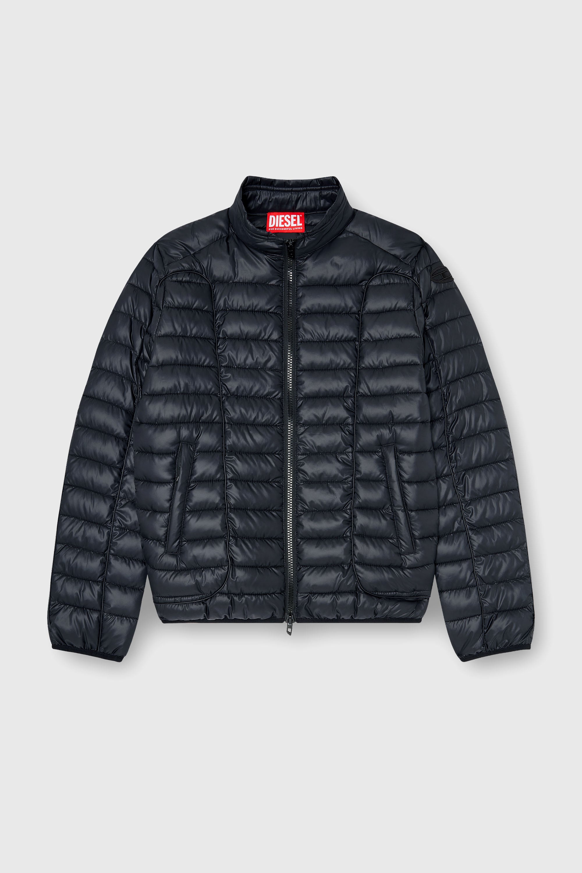 Diesel - W-PILOT-WRD, Chaqueta acolchada estilo biker con ribetes a tono Hombre in Negro - 2